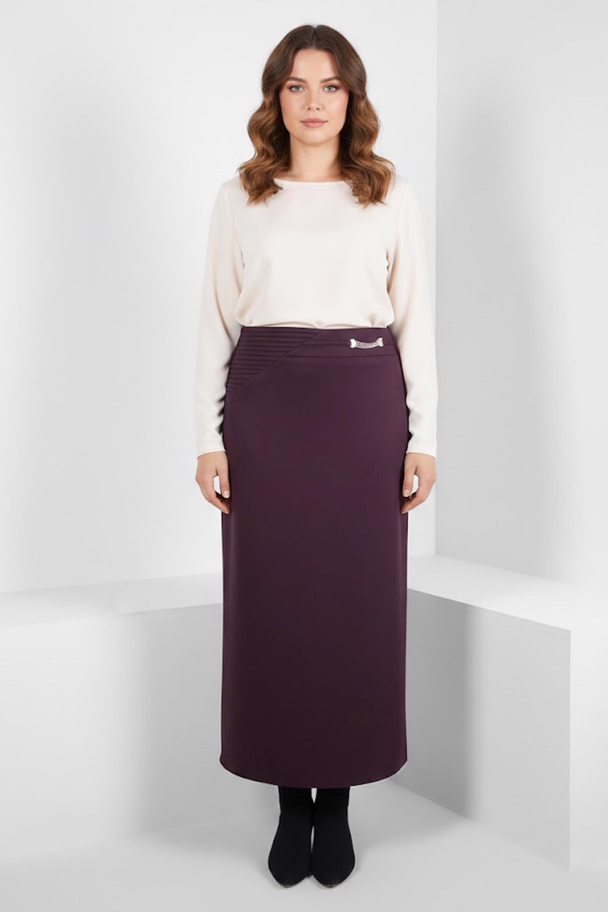 Vêtements hijab PRUNE JUPE AVEC DÉTAIL ACCESSOIRE 60530