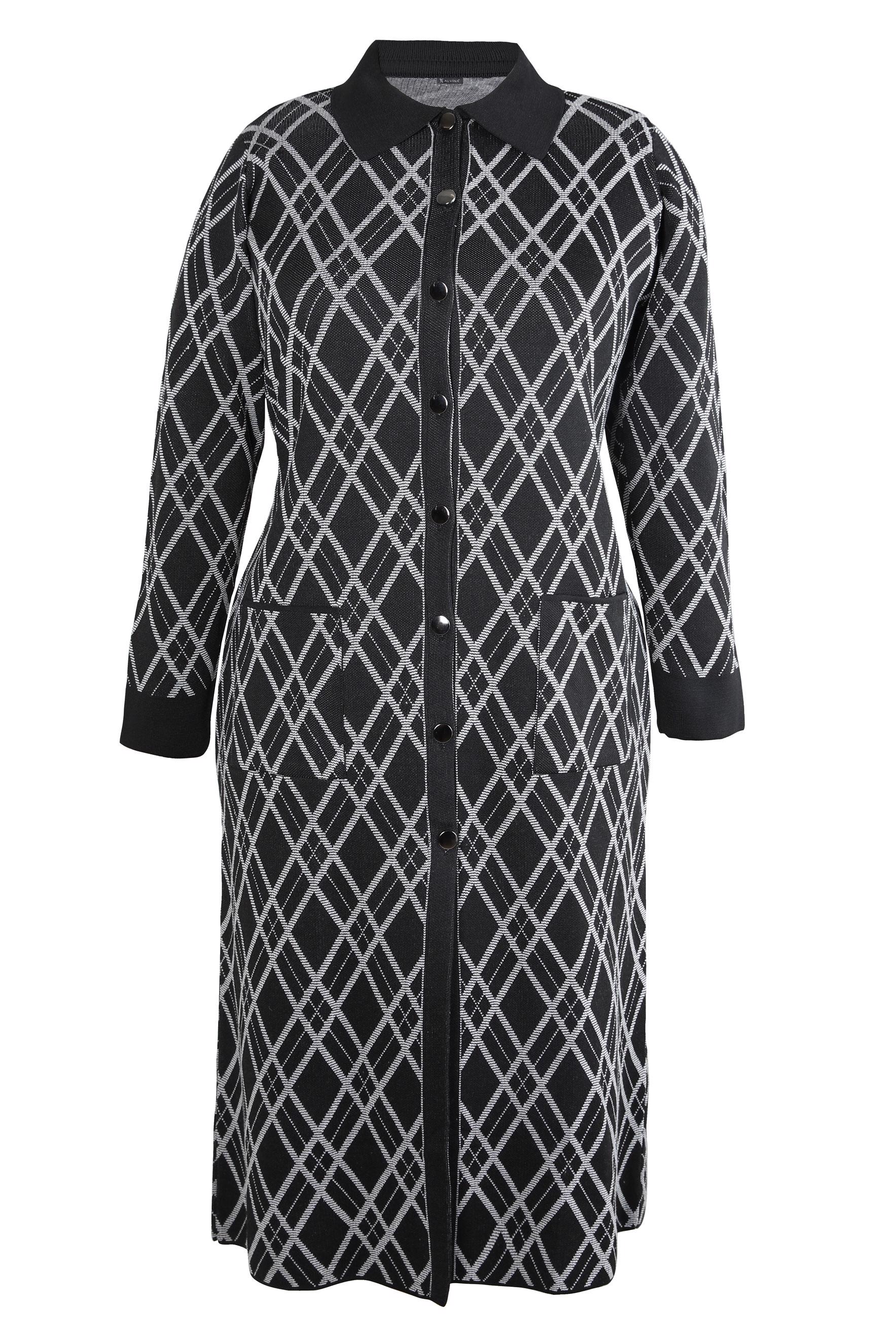 Tesettür giyim SİYAH DESENLİ TRİKO HIRKA 20450