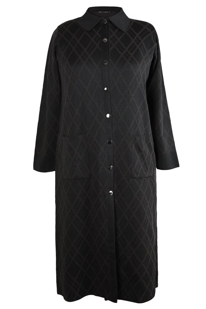 Vêtements hijab BRUN CARDIGAN EN TRICOT À MOTIFS 20450 - ALVİNA