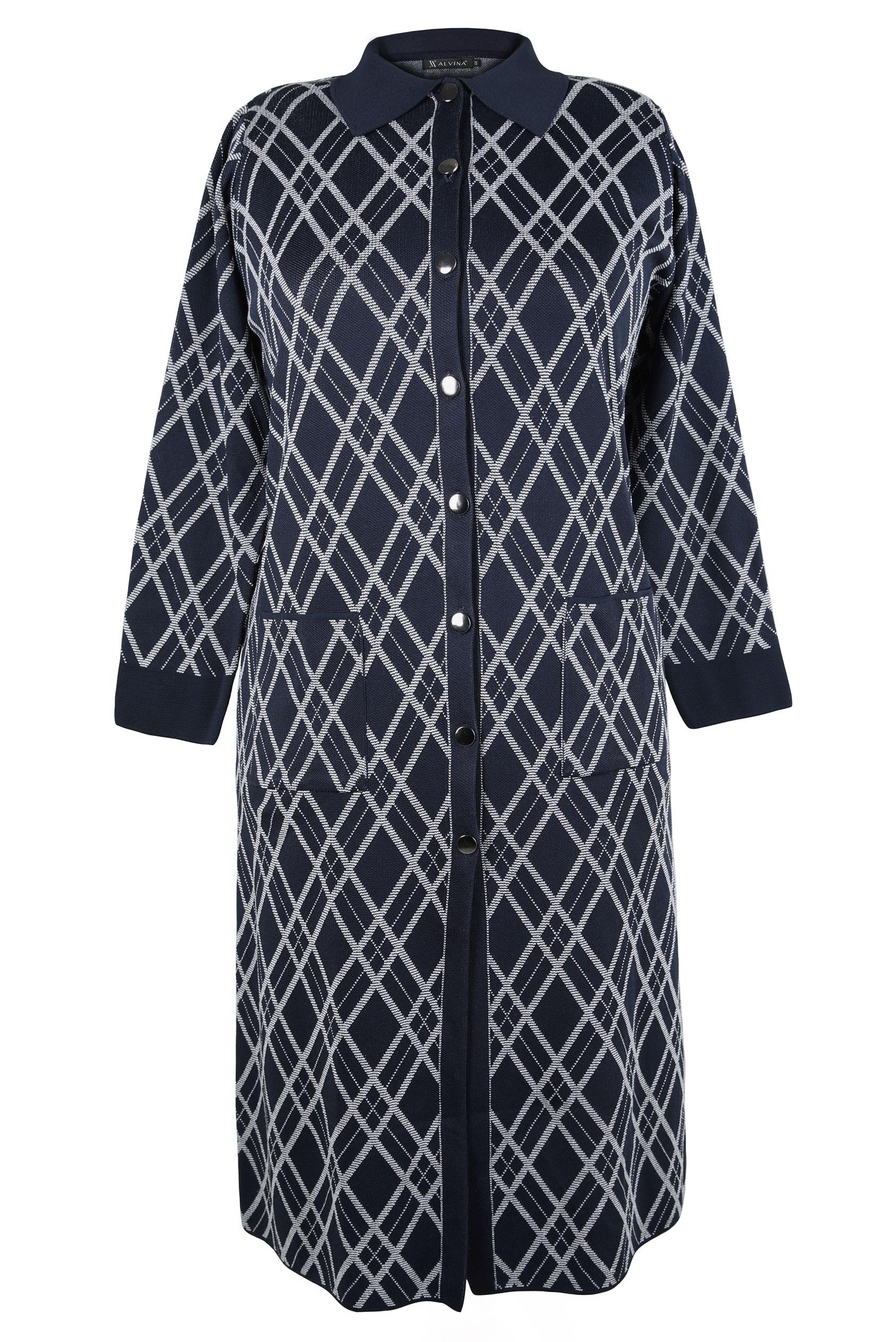 Tesettür giyim LACİVERT DESENLİ TRİKO HIRKA 20450