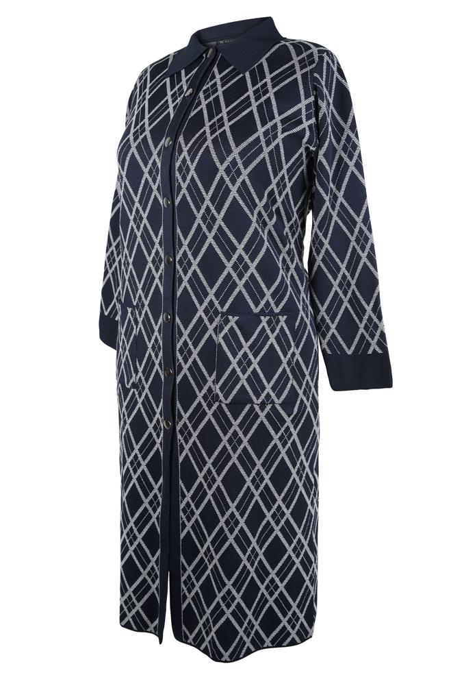 Vêtements hijab BLEU MARINE CARDIGAN EN TRICOT À MOTIFS 20450 - ALVİNA