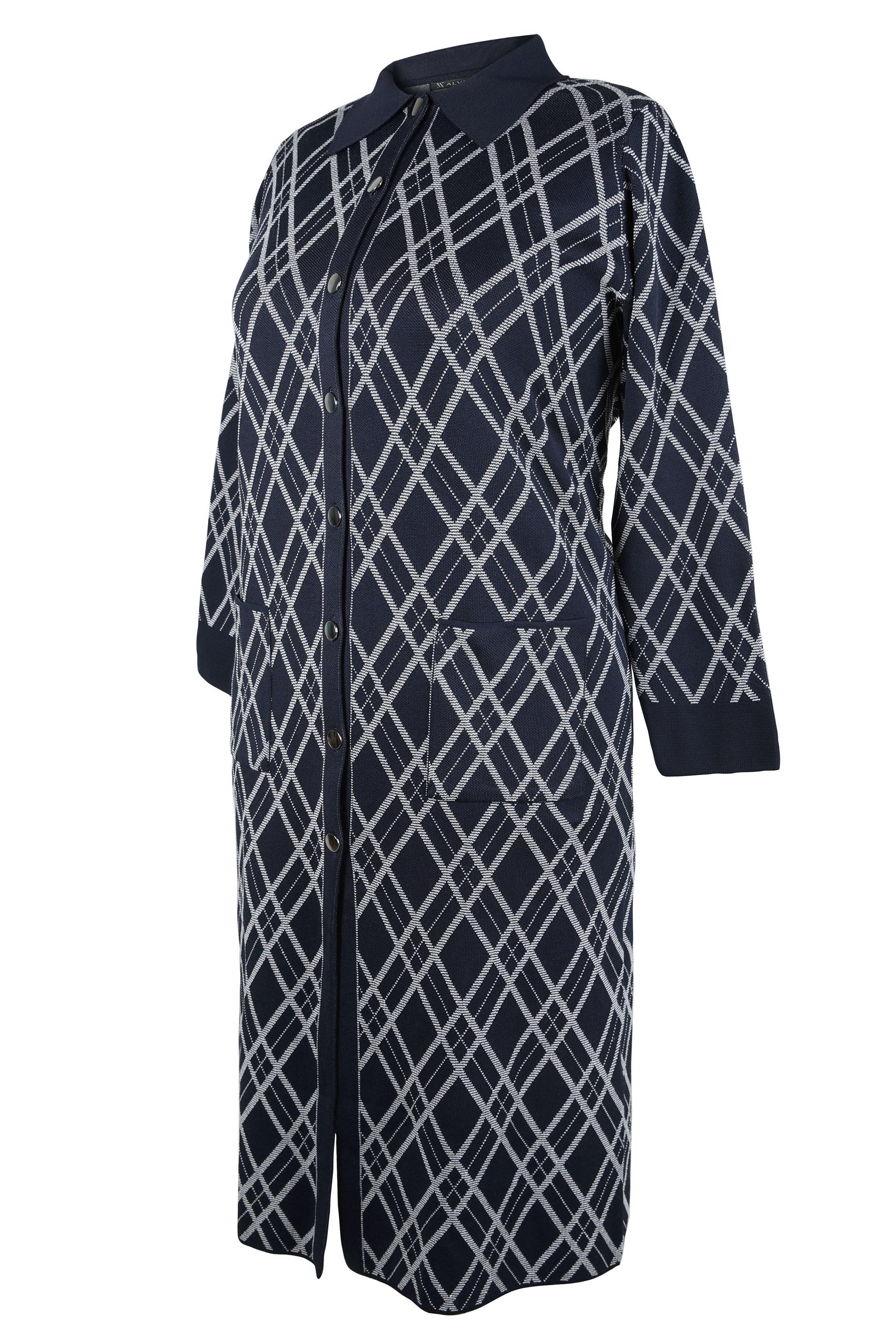 Tesettür giyim LACİVERT DESENLİ TRİKO HIRKA 20450