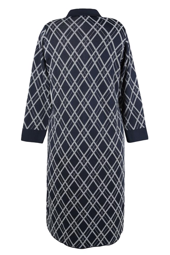 Vêtements hijab BLEU MARINE CARDIGAN EN TRICOT À MOTIFS 20450 - ALVİNA