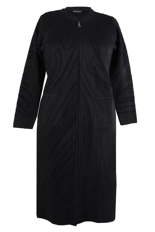 Vêtements hijab NOIR CARDIGAN EN TRICOT À MOTIFS 20453 - ALVİNA