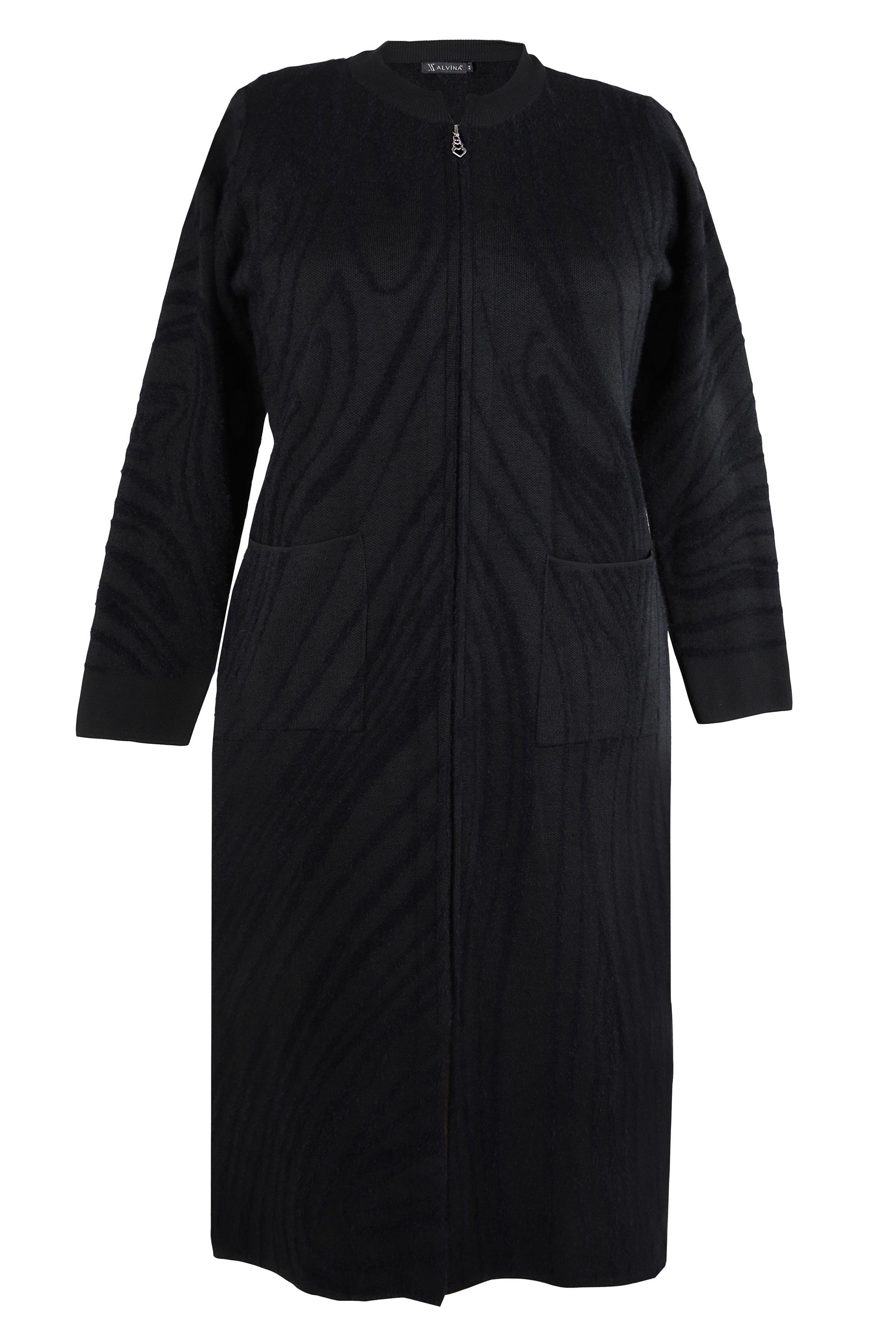 Tesettür giyim SİYAH DESENLİ TRİKO HIRKA 20453