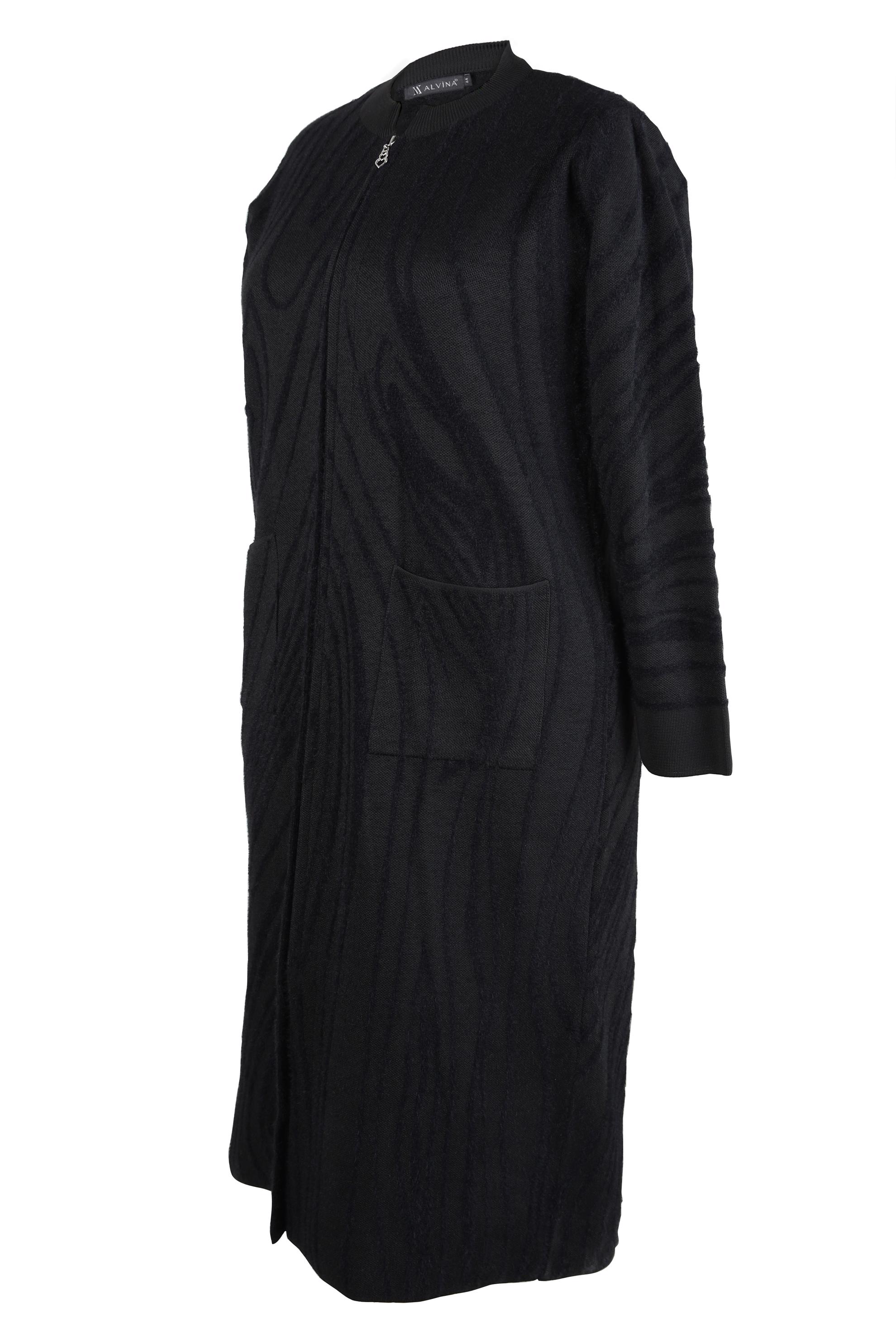 Tesettür giyim SİYAH DESENLİ TRİKO HIRKA 20453