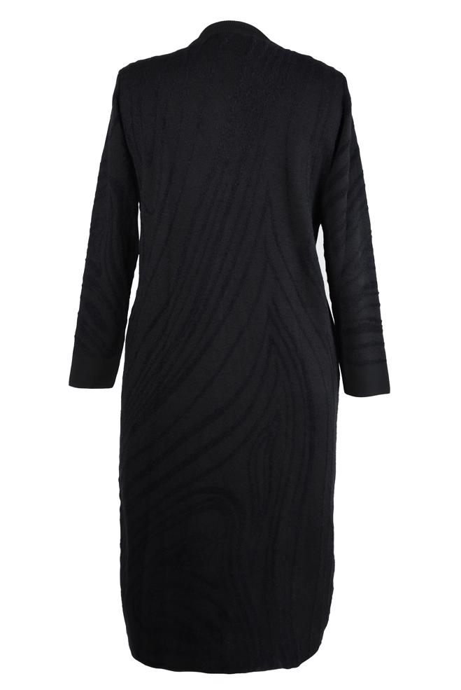 Vêtements hijab NOIR CARDIGAN EN TRICOT À MOTIFS 20453 - ALVİNA