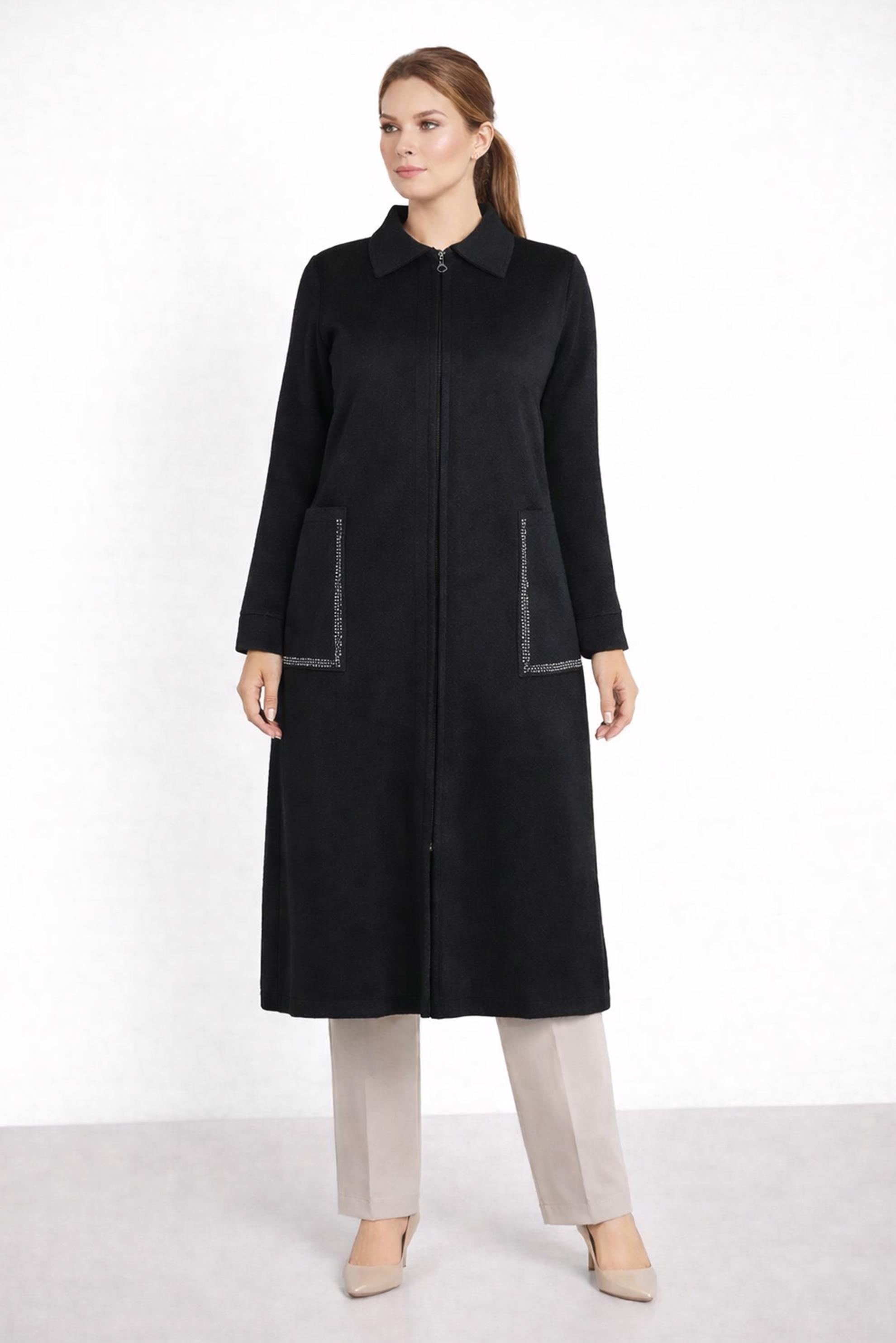 Tesettür giyim SİYAH TRİKO HIRKA 20454