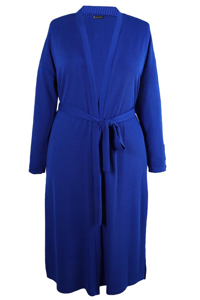 Vêtements hijab BLEU MARINE CARDIGAN CEINTURE 20478 - ALVİNA