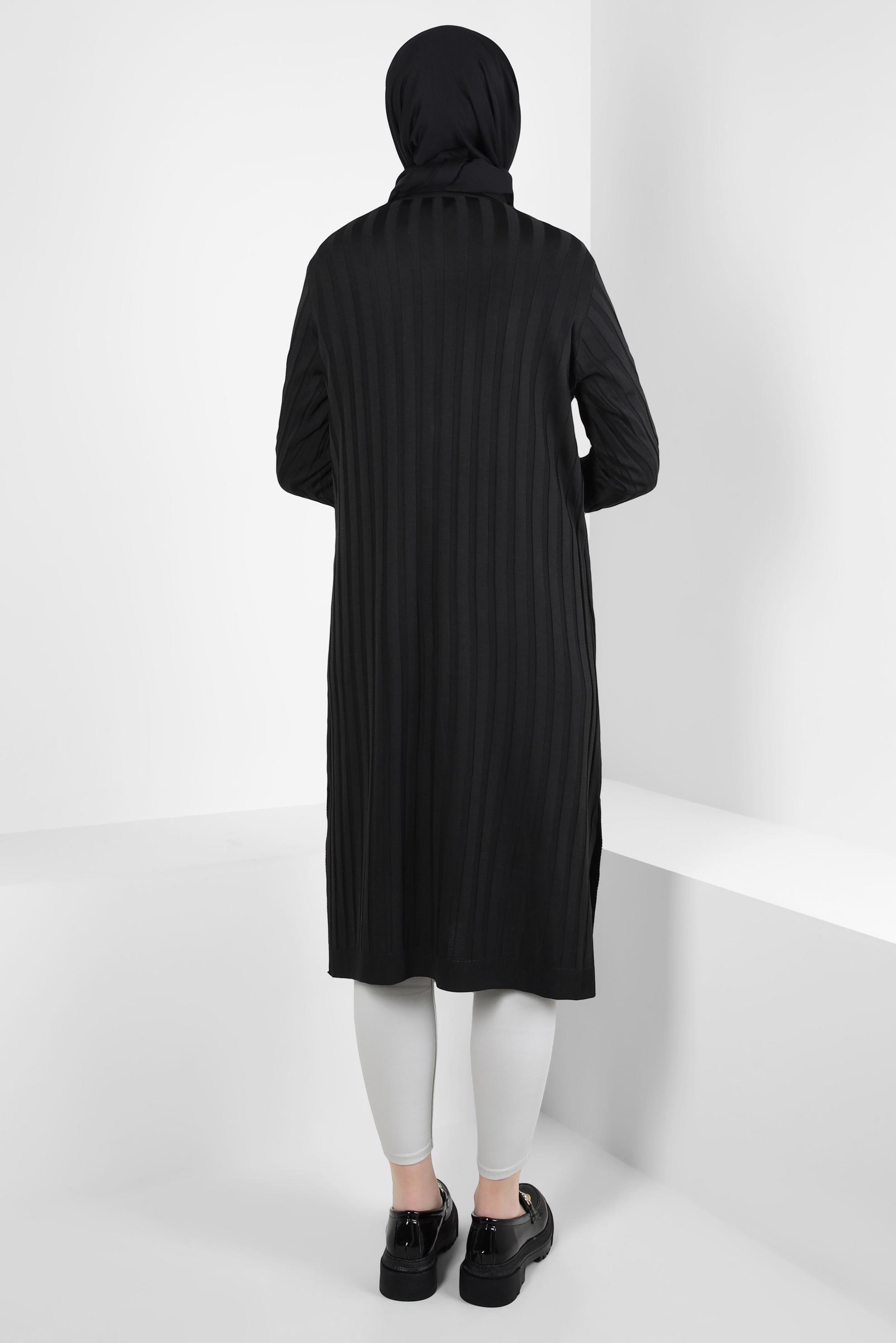 Tesettür giyim SİYAH TRİKO HIRKA 44077