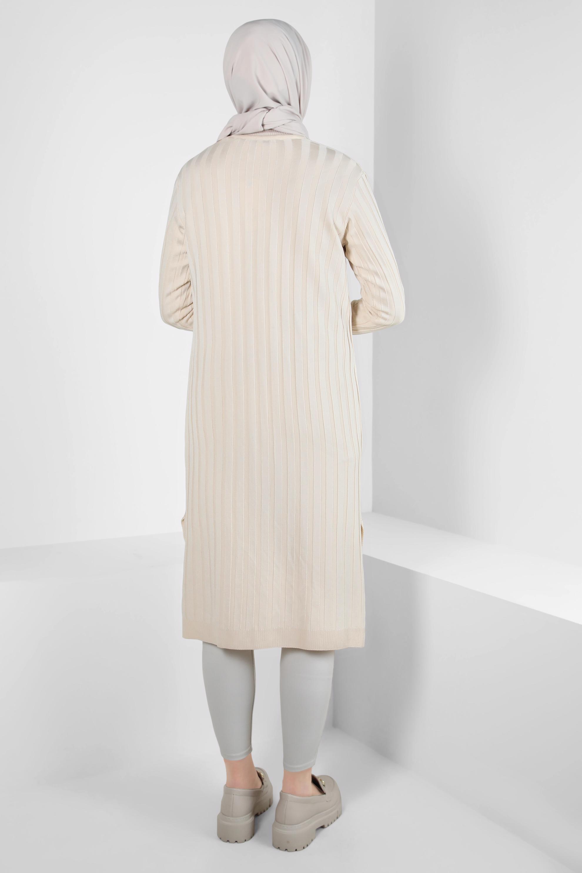 Tesettür giyim BEJ TRİKO HIRKA 44077