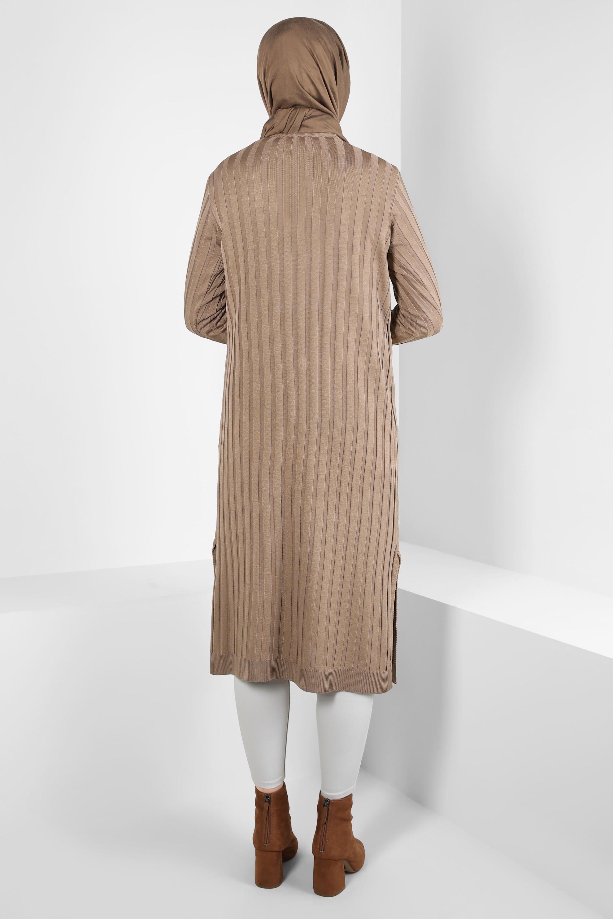 Tesettür giyim KAHVE TRİKO HIRKA 44077