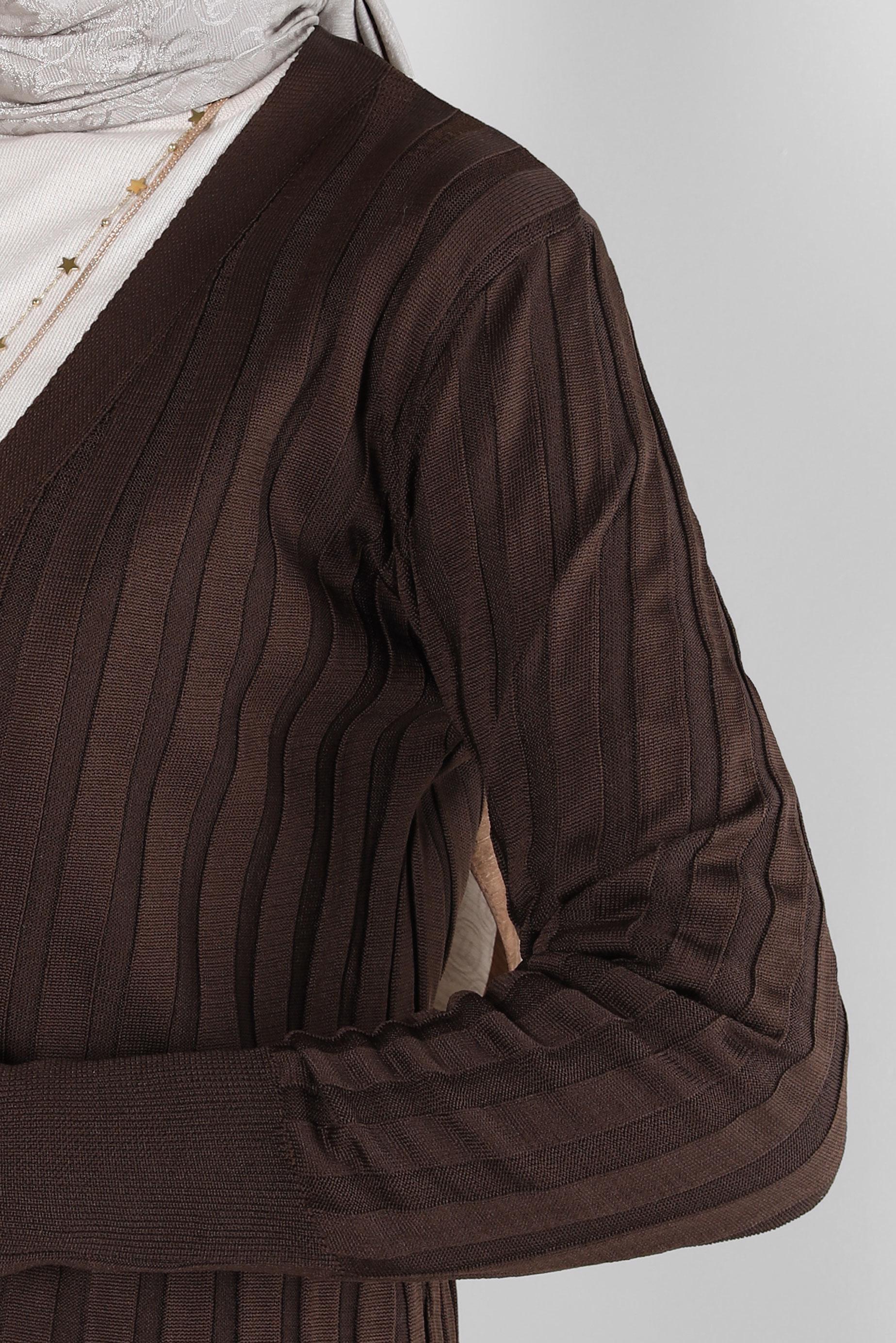 Tesettür giyim KAHVE TRİKO HIRKA 44077