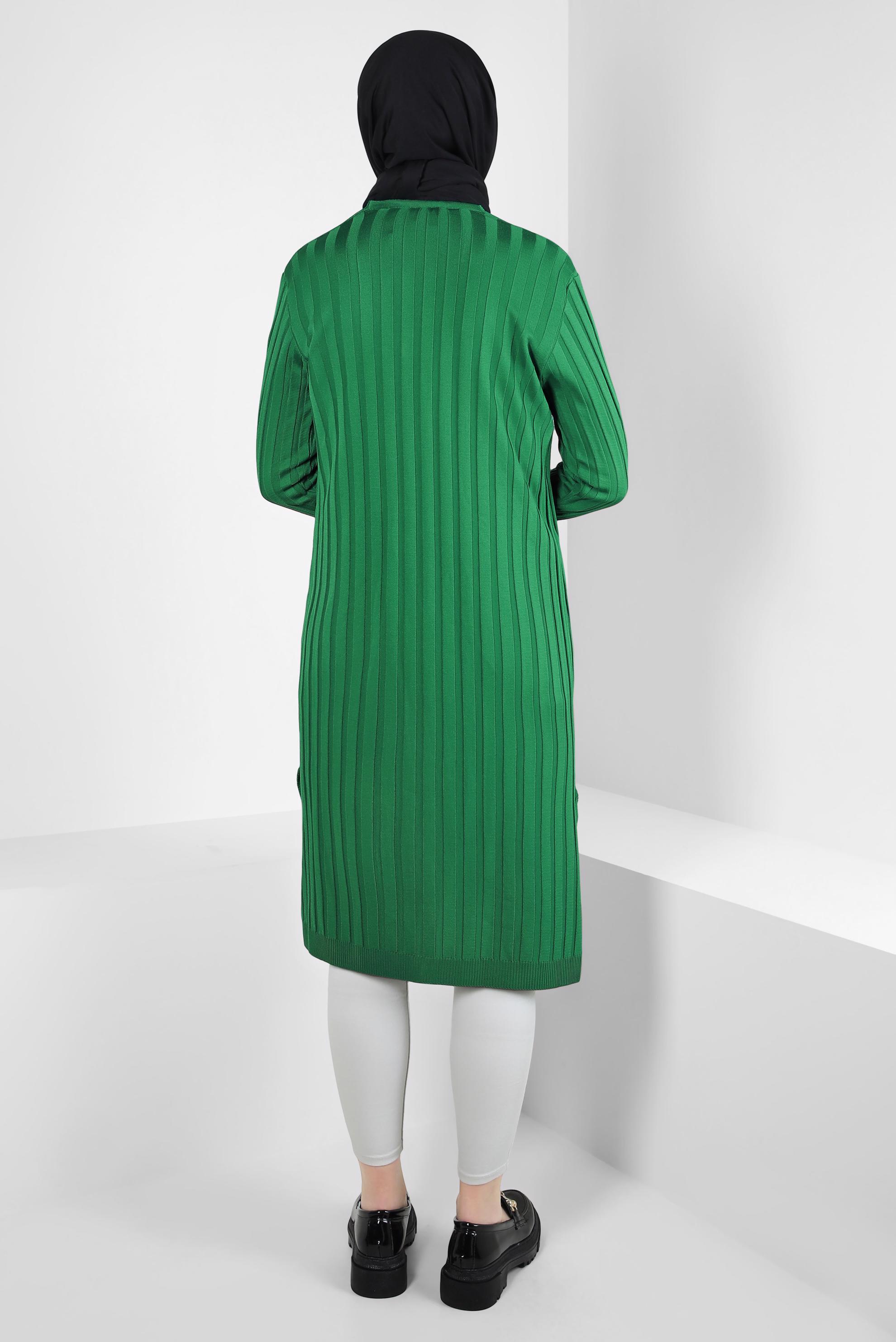 Tesettür giyim YEŞİL TRİKO HIRKA 44077