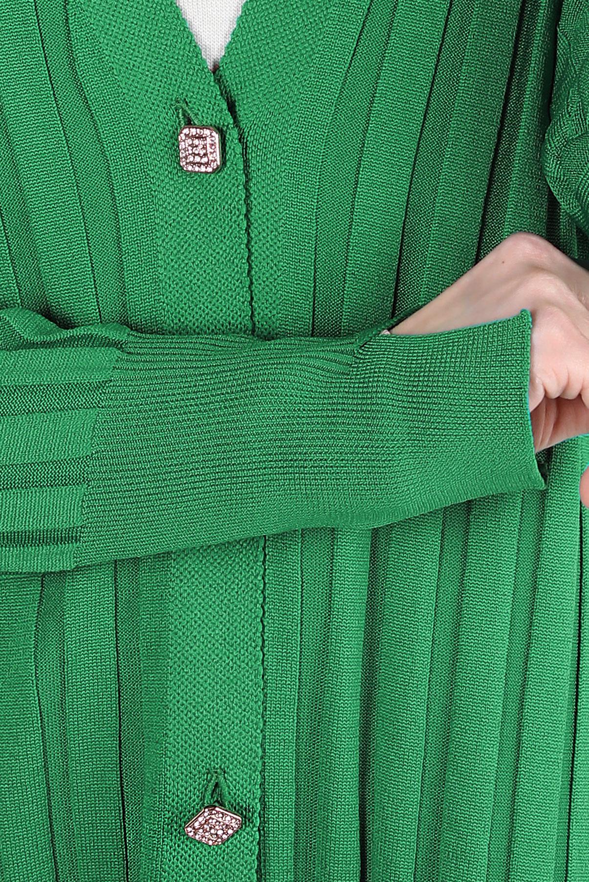 Tesettür giyim YEŞİL TRİKO HIRKA 44077