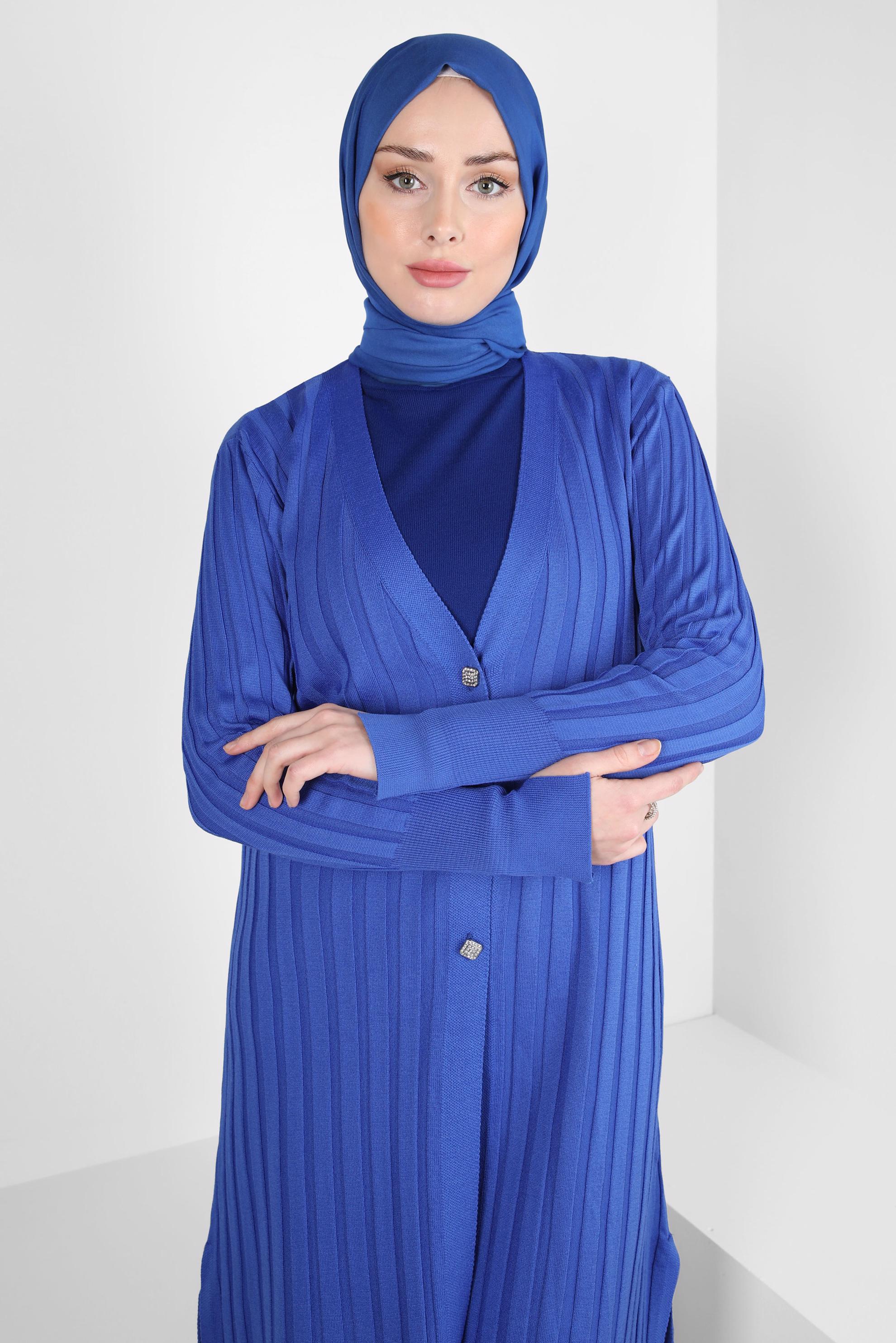 Tesettür giyim LACİVERT TRİKO HIRKA 44077