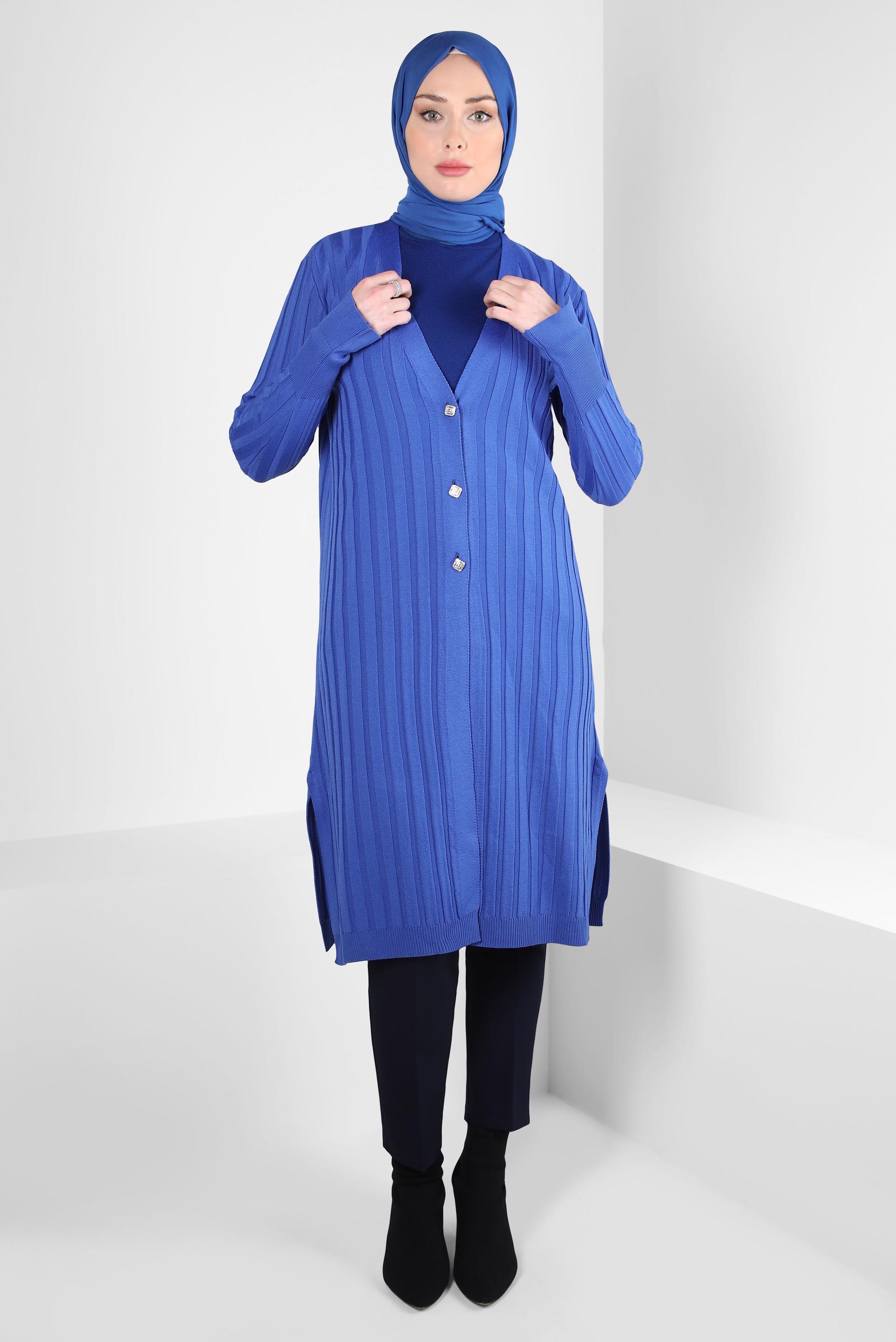 Tesettür giyim LACİVERT TRİKO HIRKA 44077