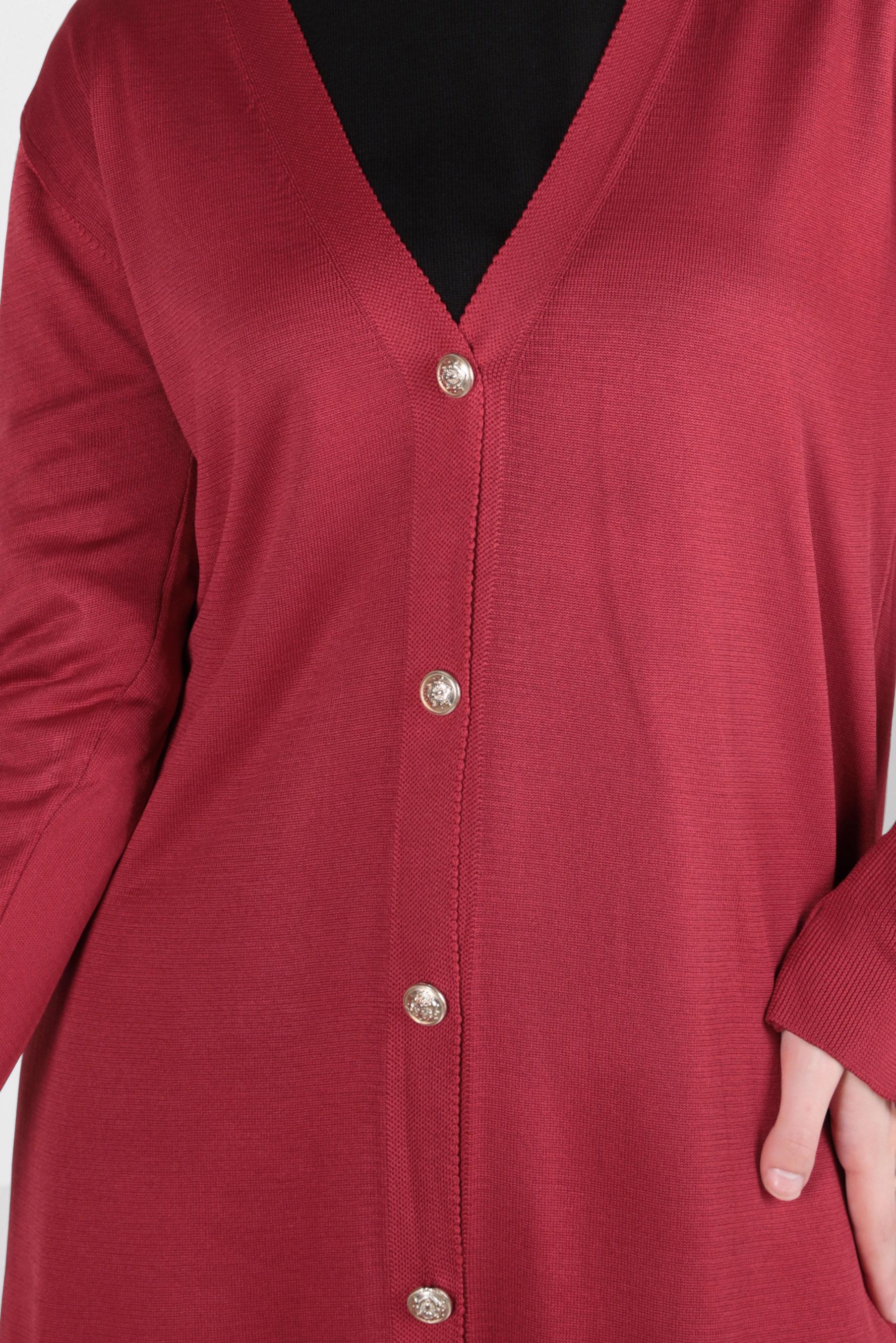 Tesettür giyim KIRMIZI TRİKO HIRKA 44078