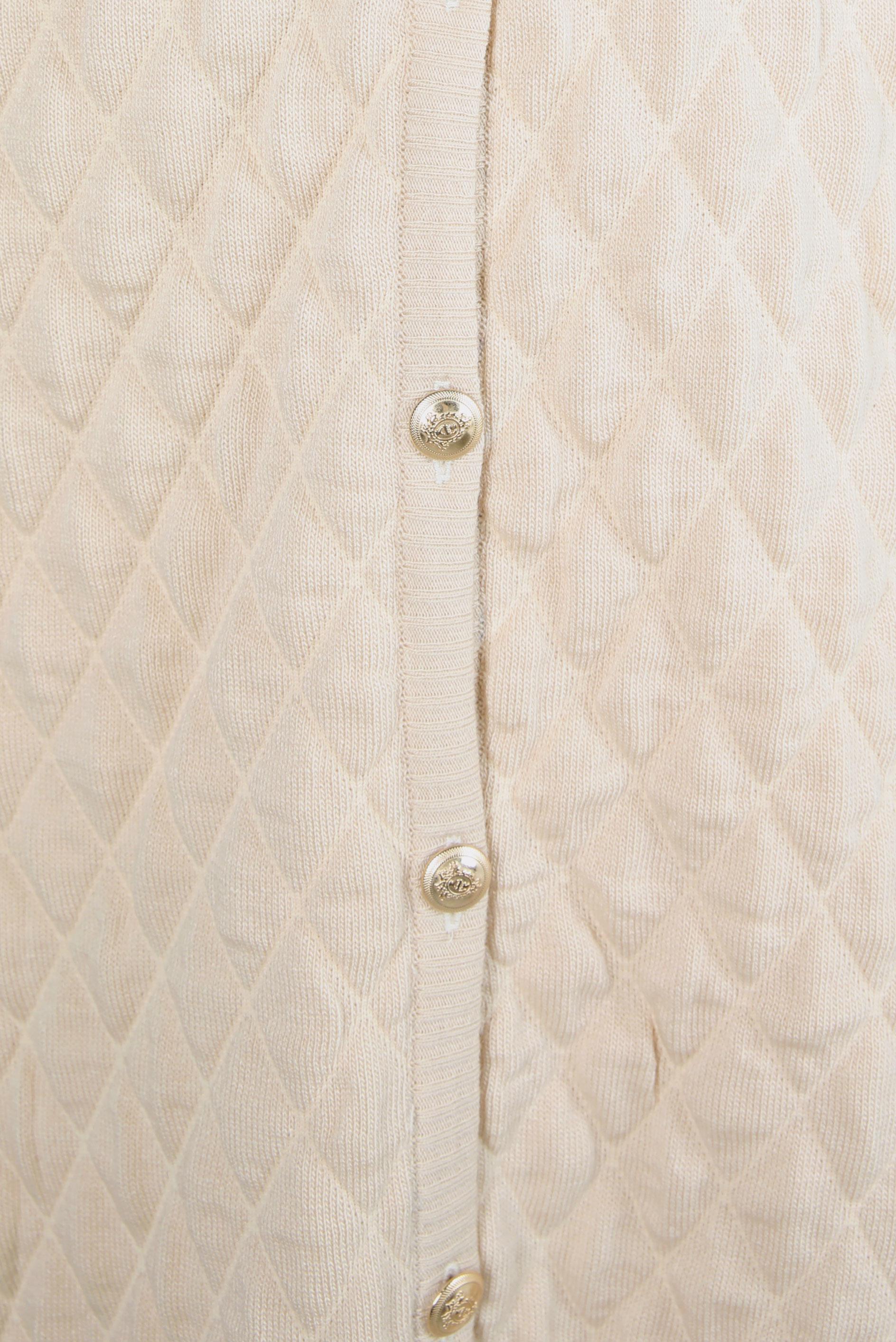 Tesettür giyim BEJ KAPİTONE DESENLİ TRİKO HIRKA 44079