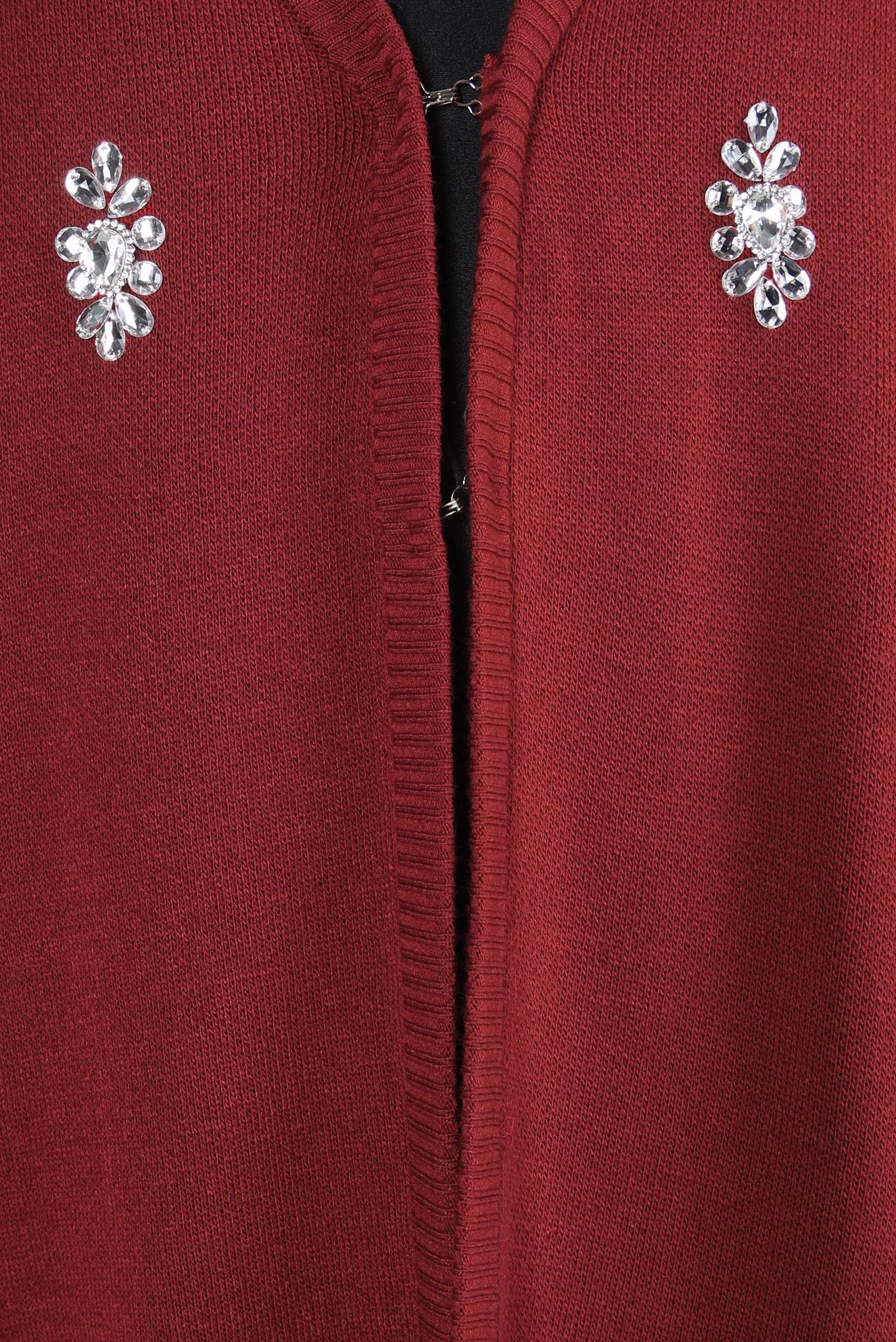 Tesettür giyim BORDO TAŞLI TRİKO HIRKA 44081