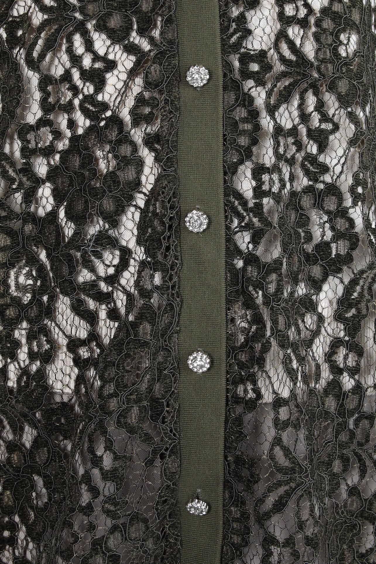 Tesettür giyim HAKİ GÜPÜR İŞLEMELİ HIRKA 44308