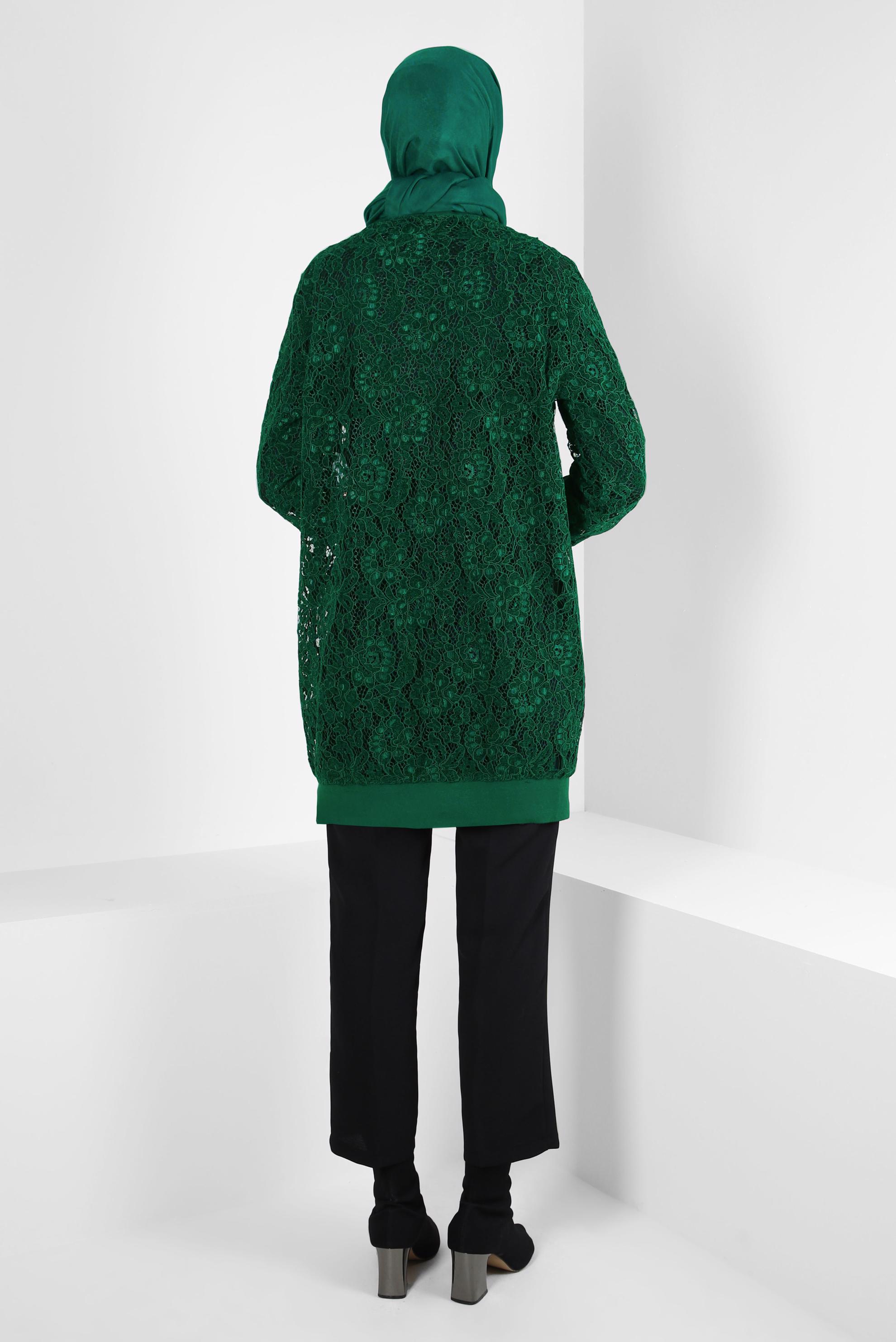 Vêtements hijab VERT CARDIGAN GUIPURÉ 44308