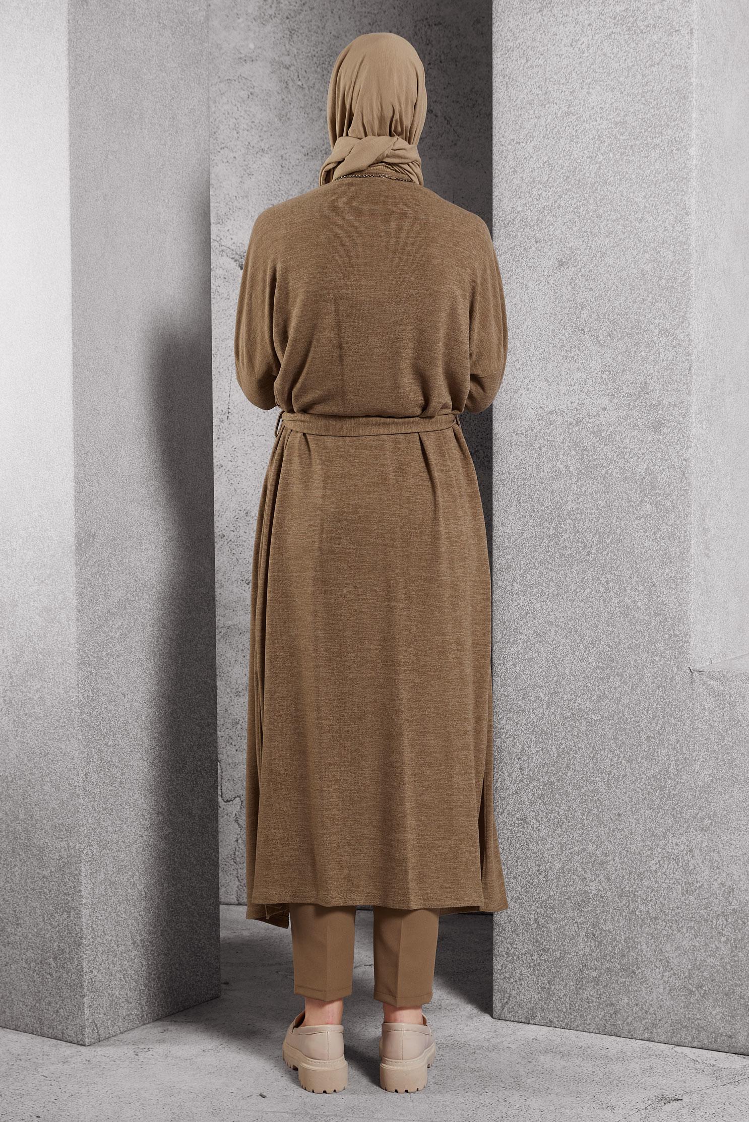 Vêtements hijab BRUN CARDIGAN CEINTURE 44337