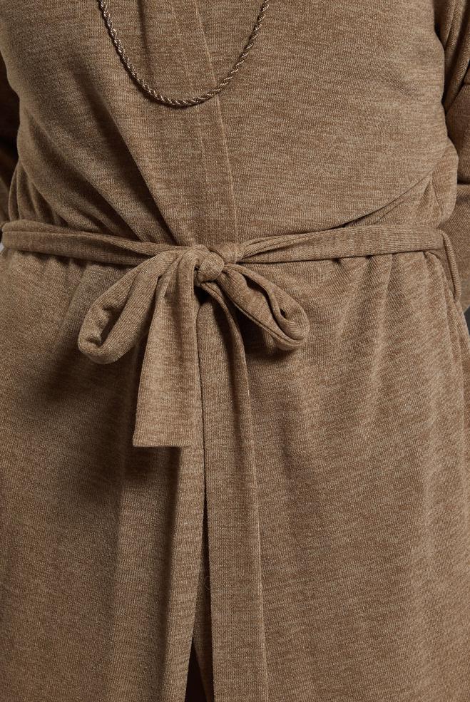 Vêtements hijab BRUN CARDIGAN CEINTURE 44337 - ALVİNA