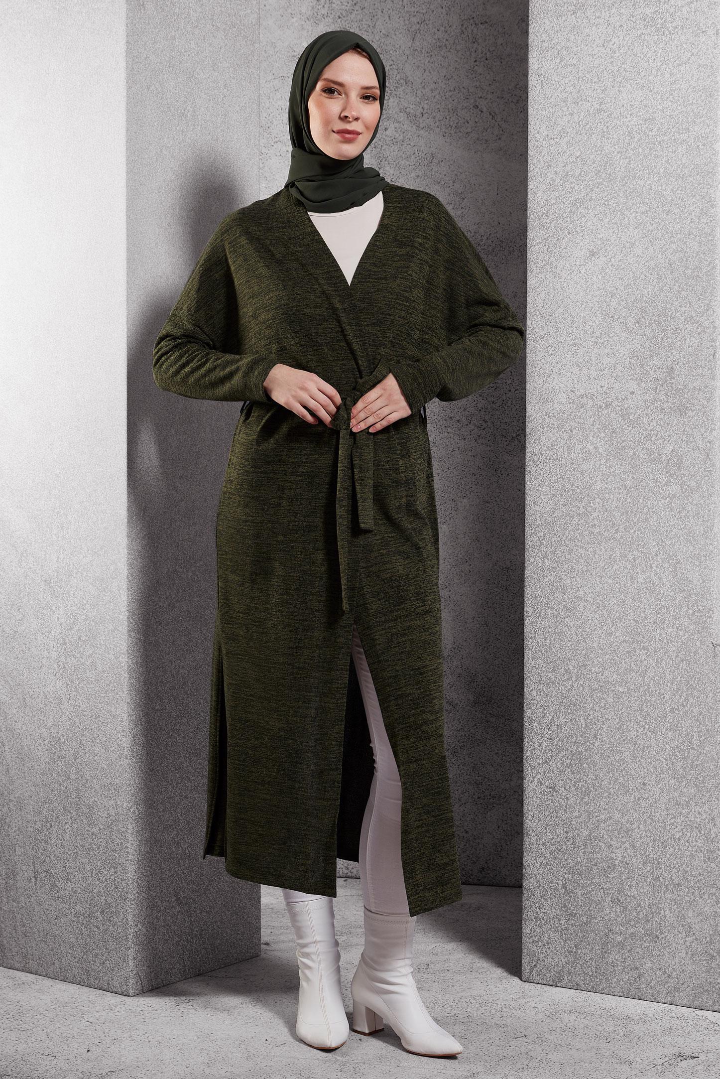 Vêtements hijab KAKI CARDIGAN CEINTURE 44337