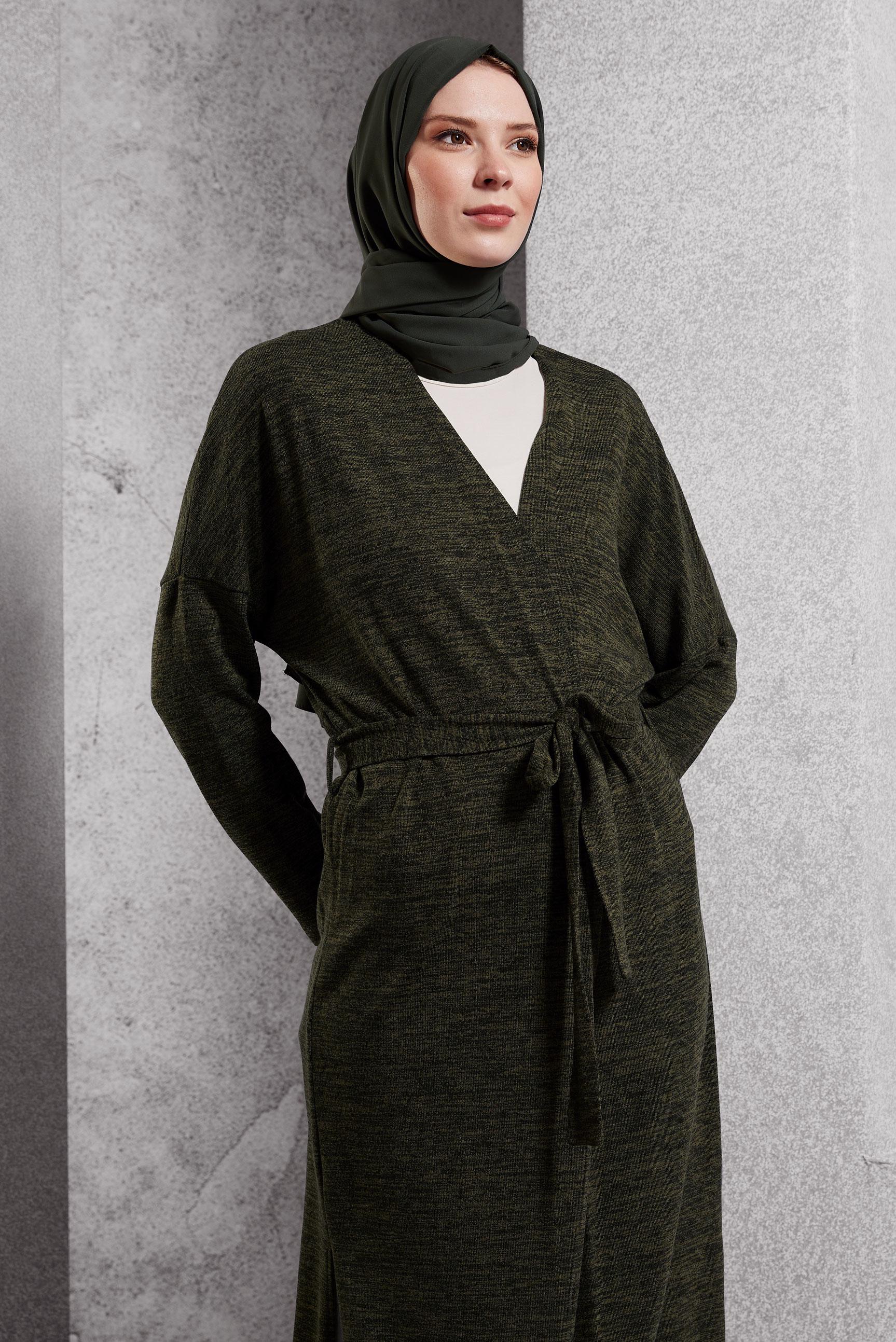 Vêtements hijab KAKI CARDIGAN CEINTURE 44337