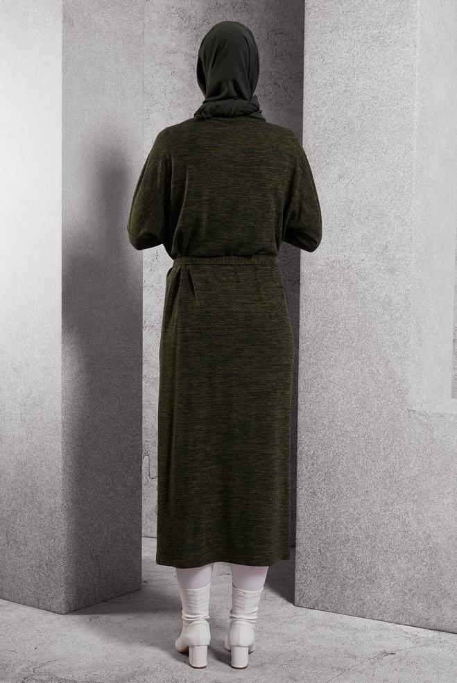 Vêtements hijab KAKI CARDIGAN CEINTURE 44337 - ALVİNA