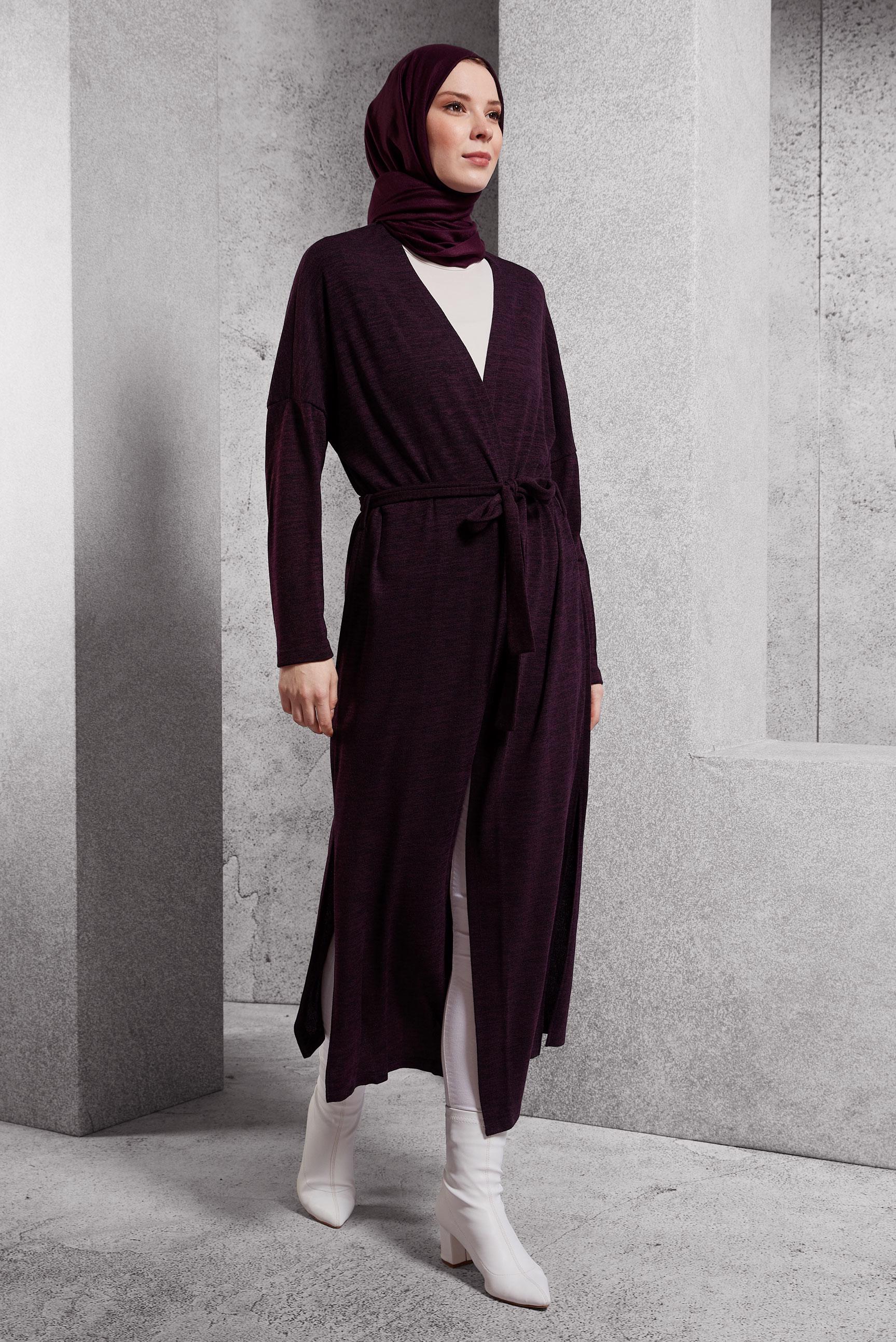 Vêtements hijab PRUNE CARDIGAN CEINTURE 44337