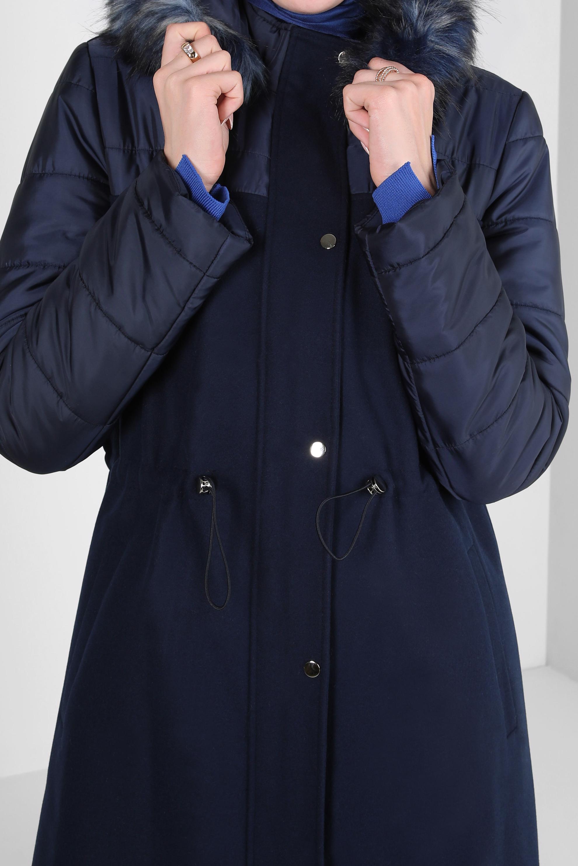 Tesettür giyim LACİVERT KAPÜŞONLU KABAN 90244