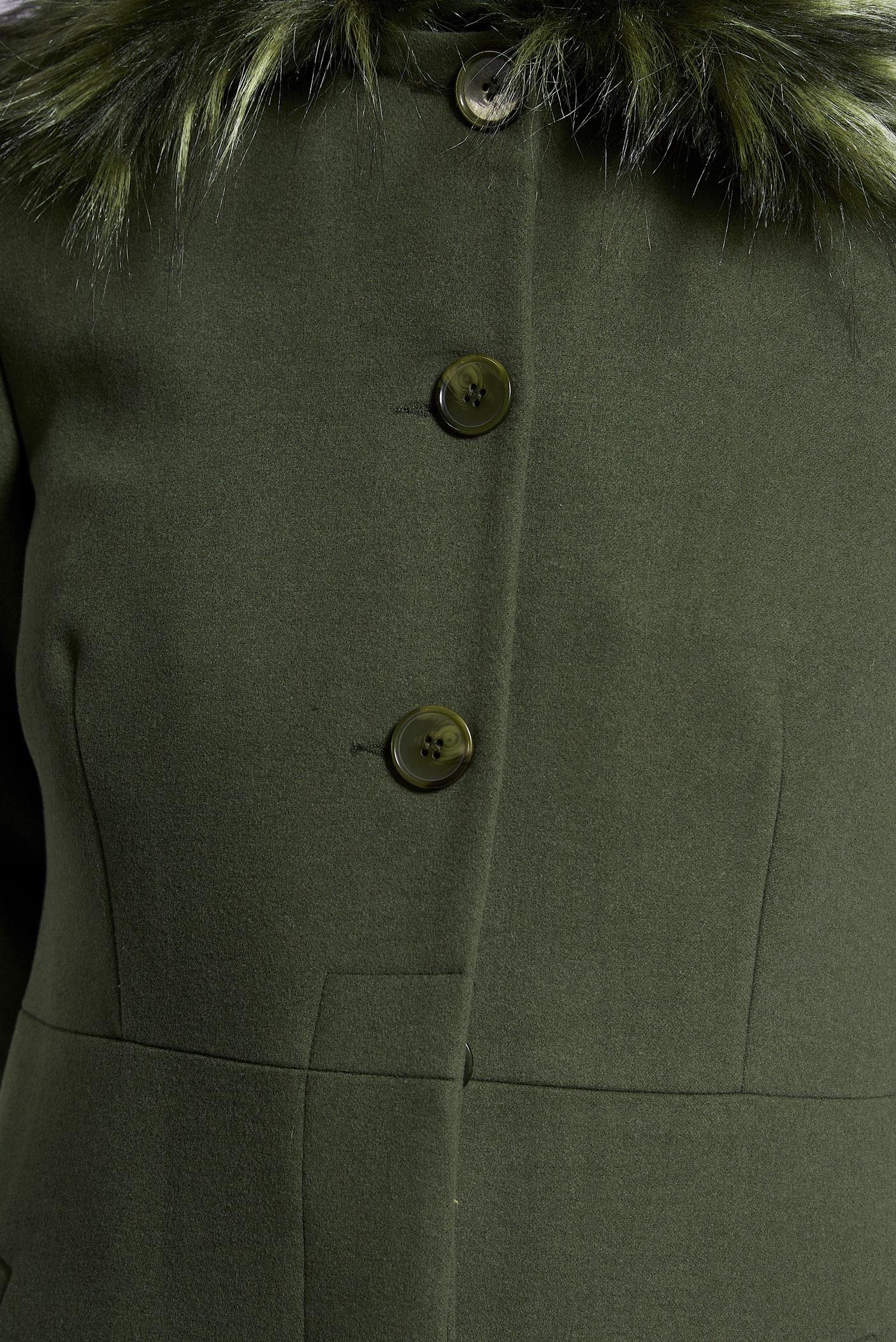 Tesettür giyim HAKİ KÜRK DETAYLI KABAN 90403