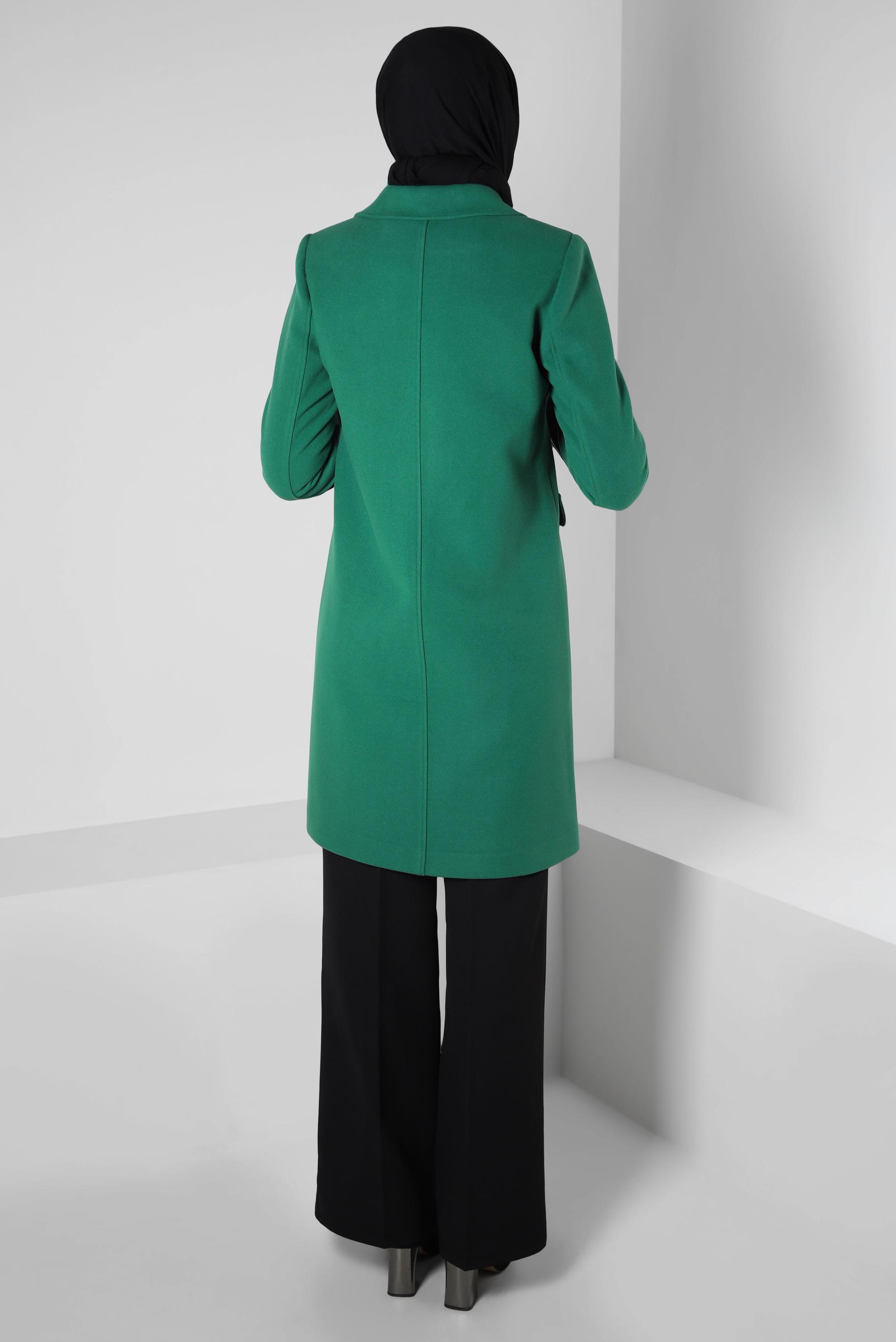 Tesettür giyim YEŞİL KRUVAZE YAKA KABAN 90409