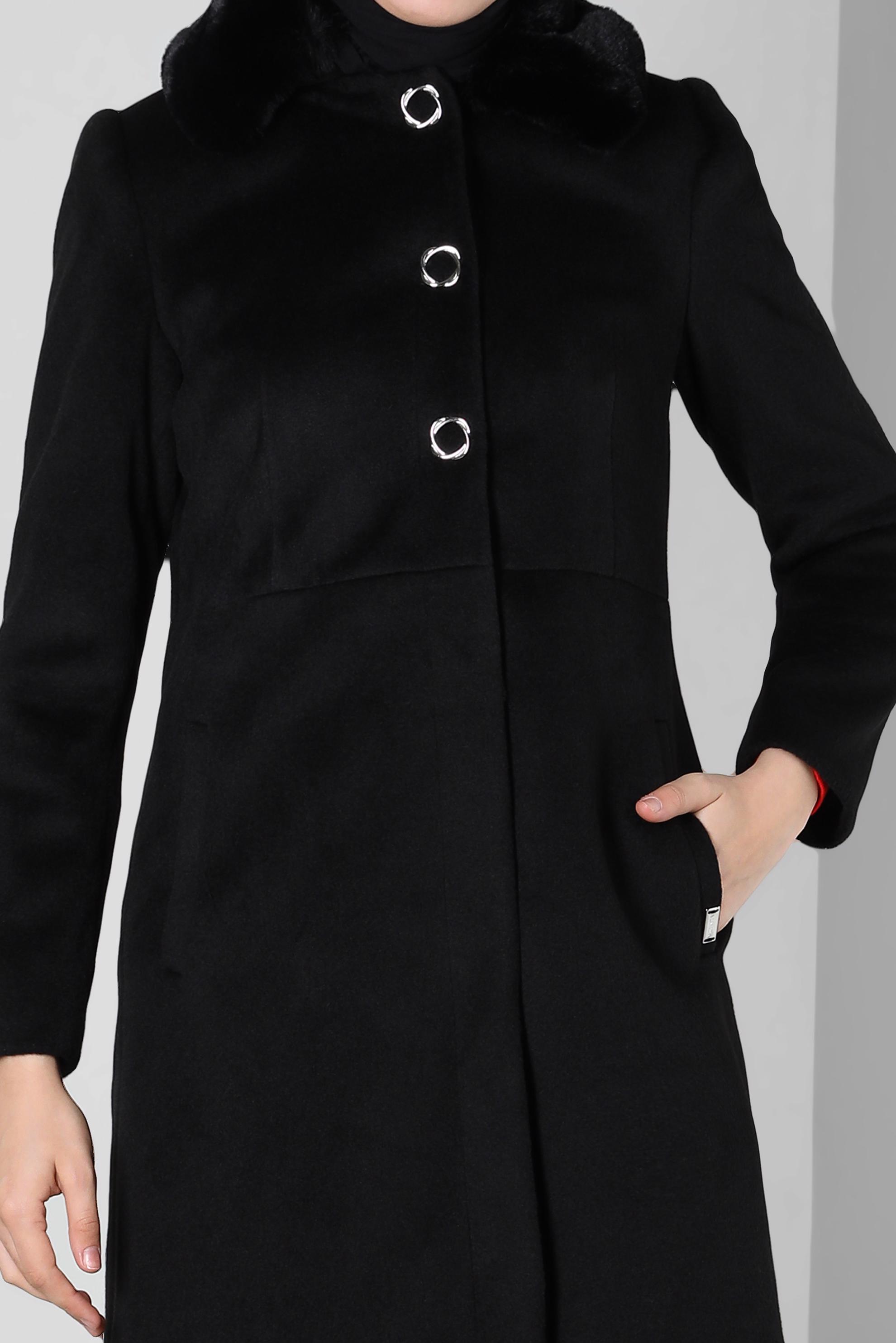 Tesettür giyim SİYAH KÜRK DETAYLI KABAN 90410