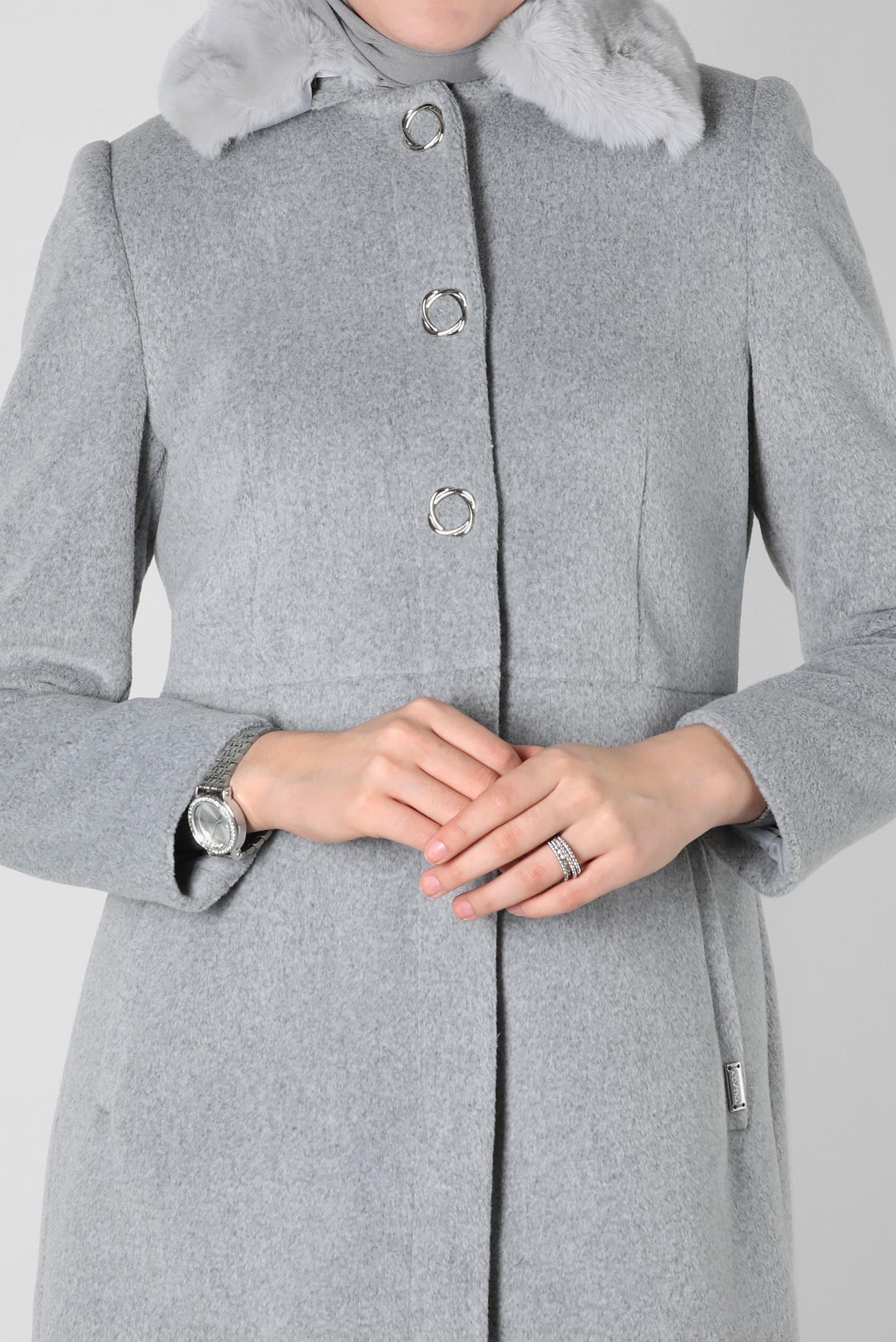 Tesettür giyim GRİ KÜRK DETAYLI KABAN 90410