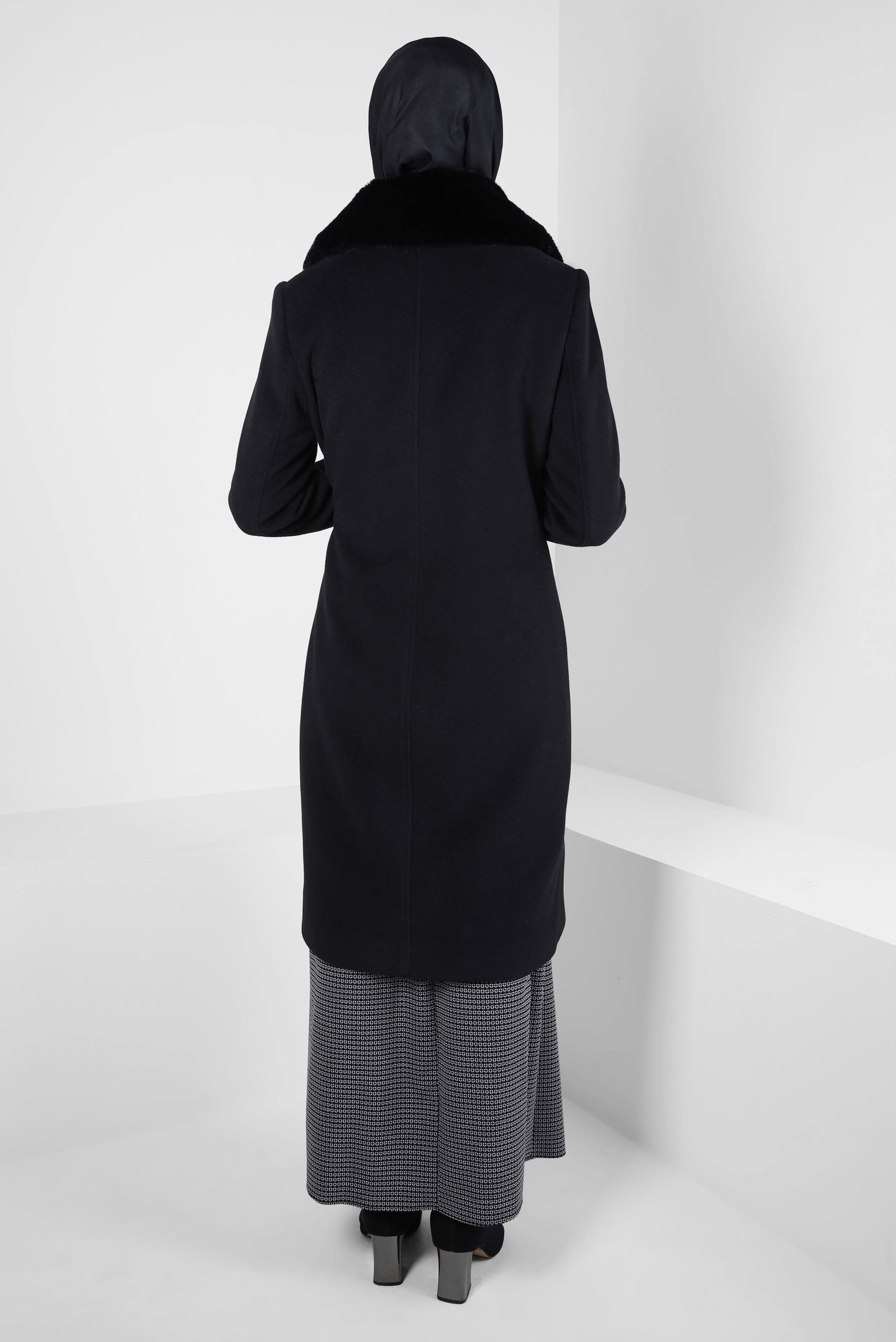 Tesettür giyim SİYAH KUŞAKLI KABAN 90411