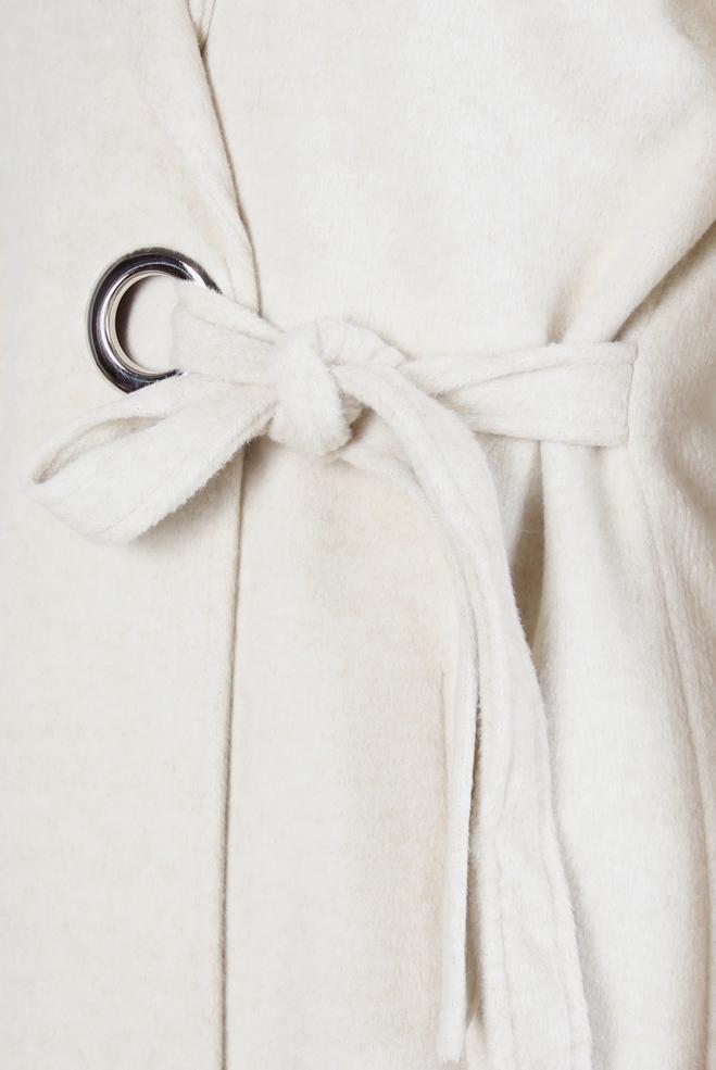 Tesettür giyim EKRU KUŞAKLI KABAN 90411 - ALVİNA