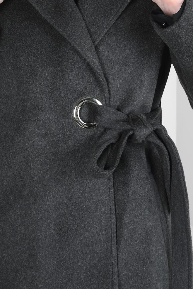 Tesettür giyim GRİ KUŞAKLI KABAN 90411 - ALVİNA