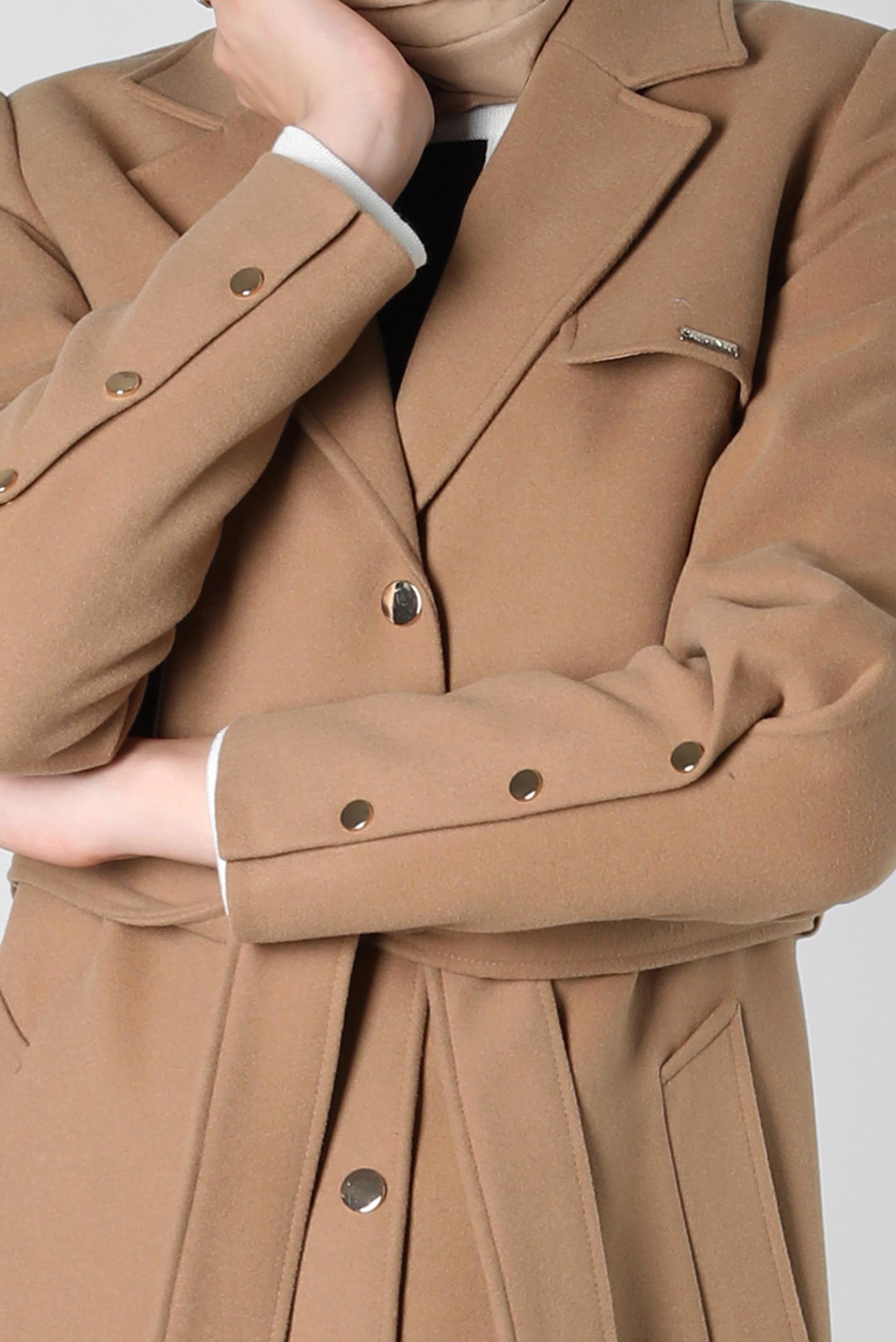 Tesettür giyim TABA KUŞAKLI KABAN 90413