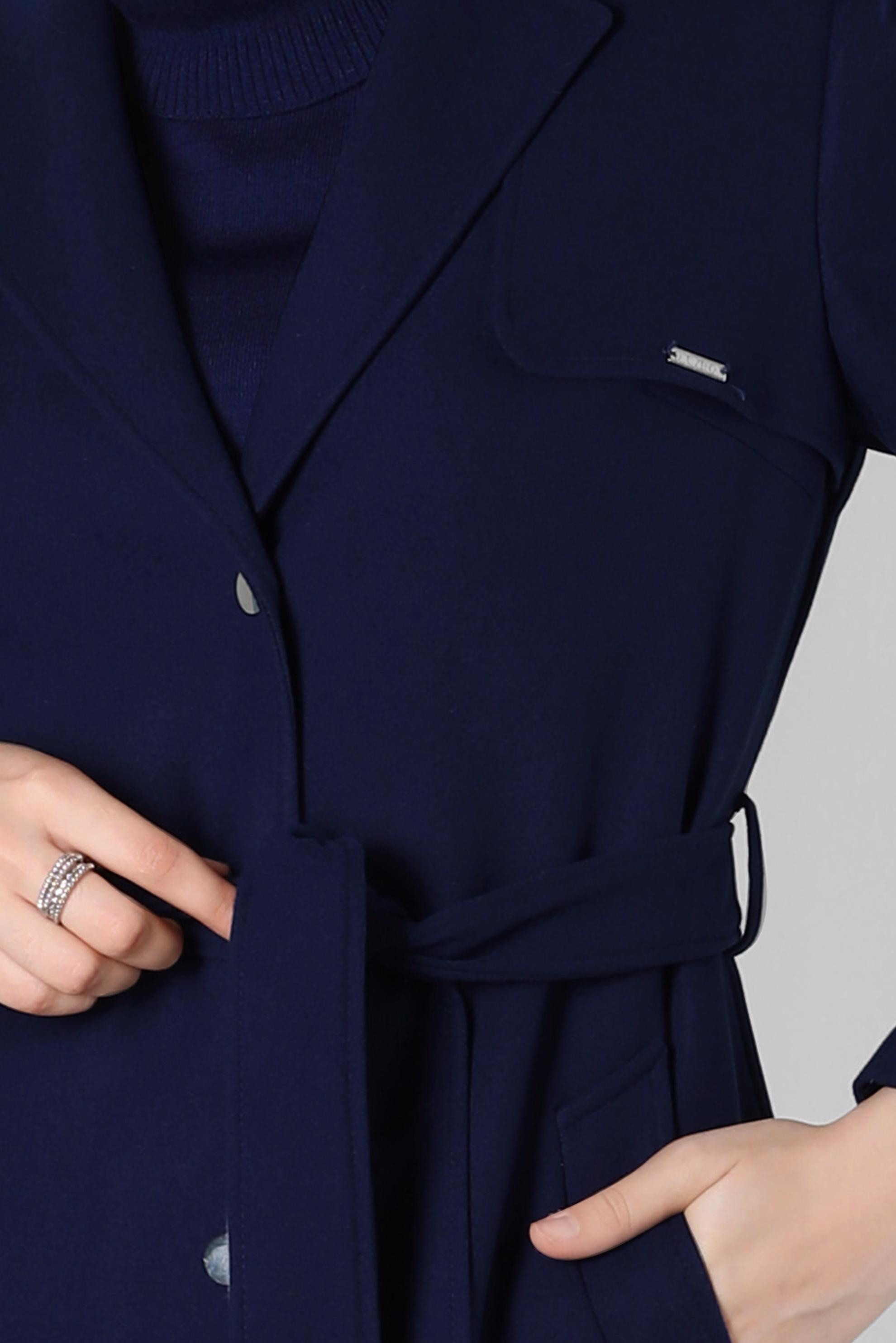 Tesettür giyim MAVİ KUŞAKLI KABAN 90413