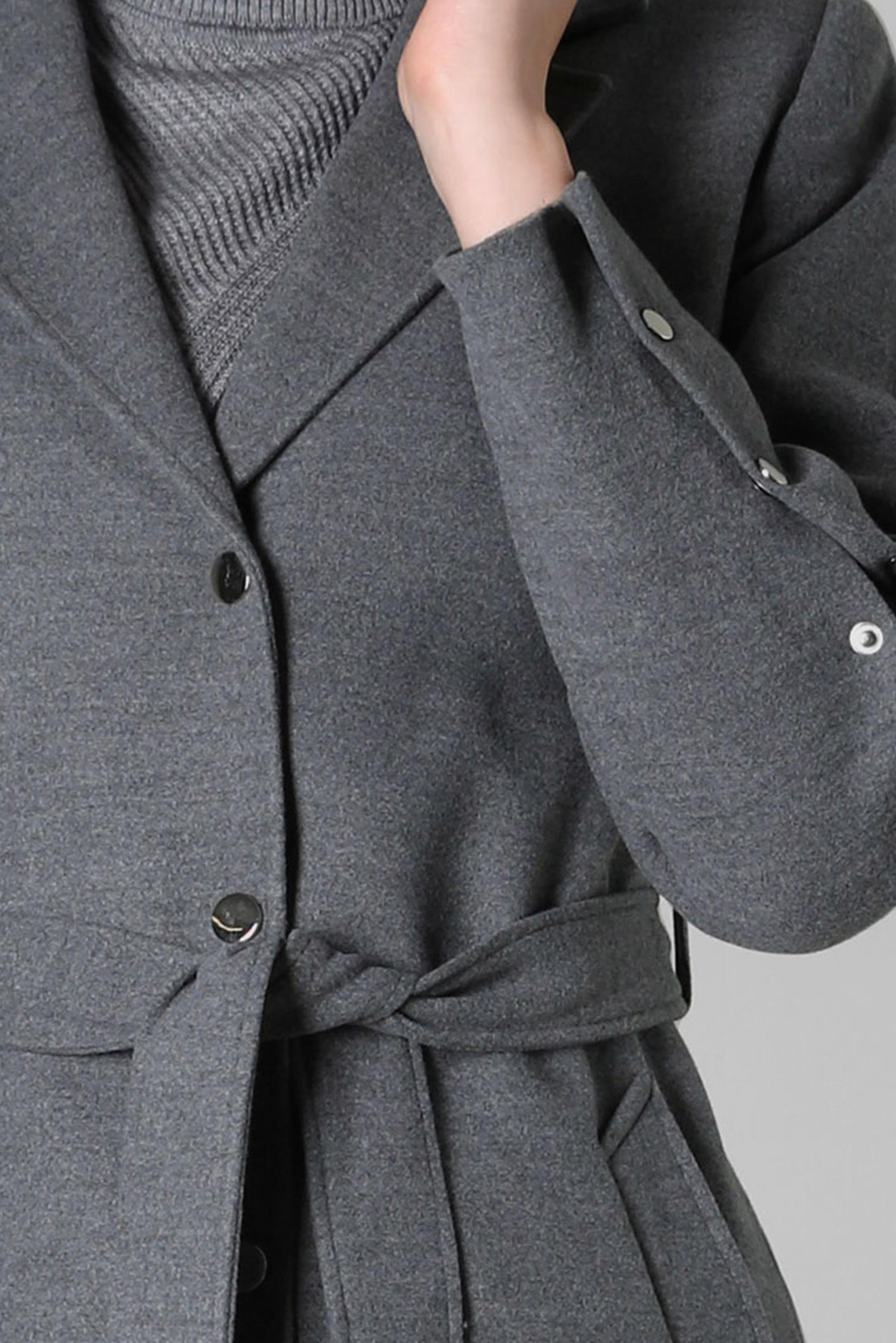 Tesettür giyim GRİ KUŞAKLI KABAN 90413