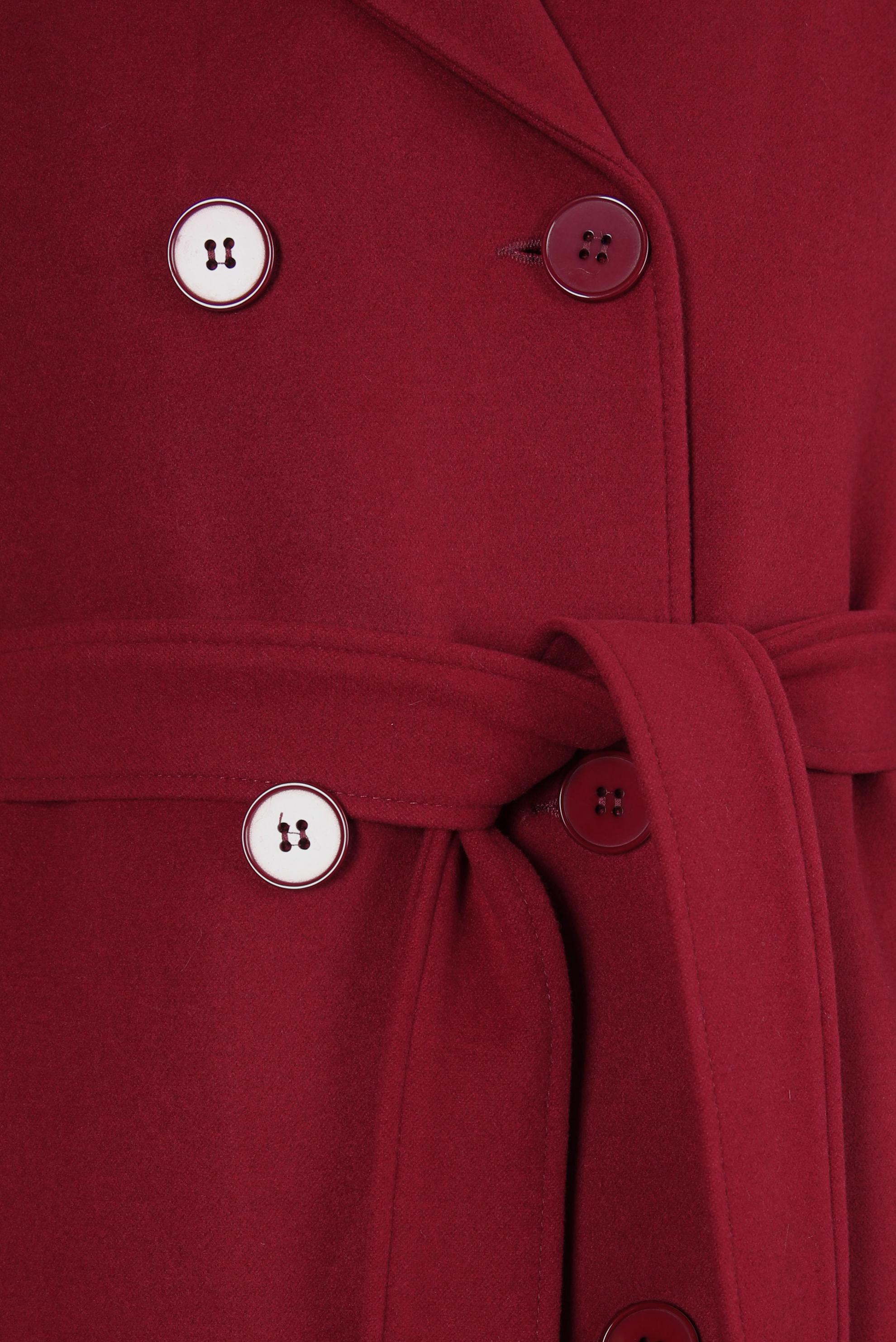 Tesettür giyim BORDO KÜRK DETAYLI KUŞAKLI KABAN 90414