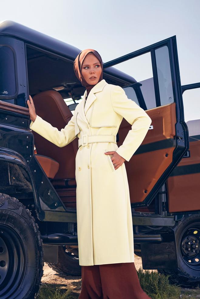 Vêtements hijab ÉCRUE CABAN CEINTURE 90415 - ALVİNA