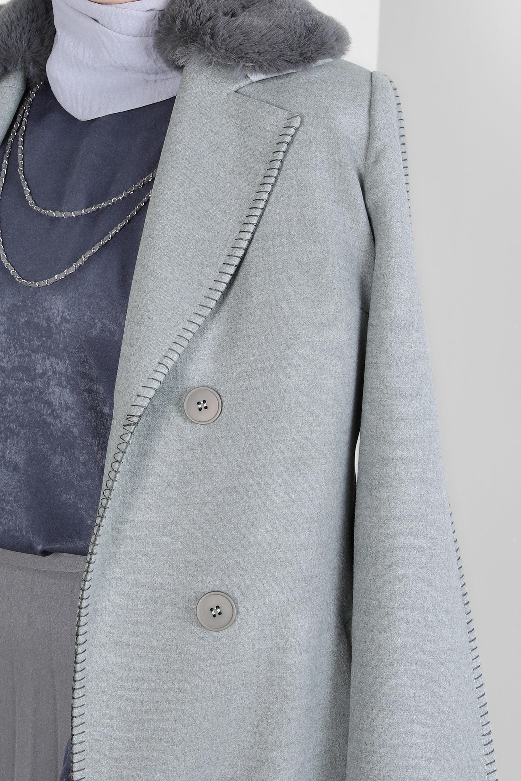 Tesettür giyim GRİ KEMERLİ KABAN 90416