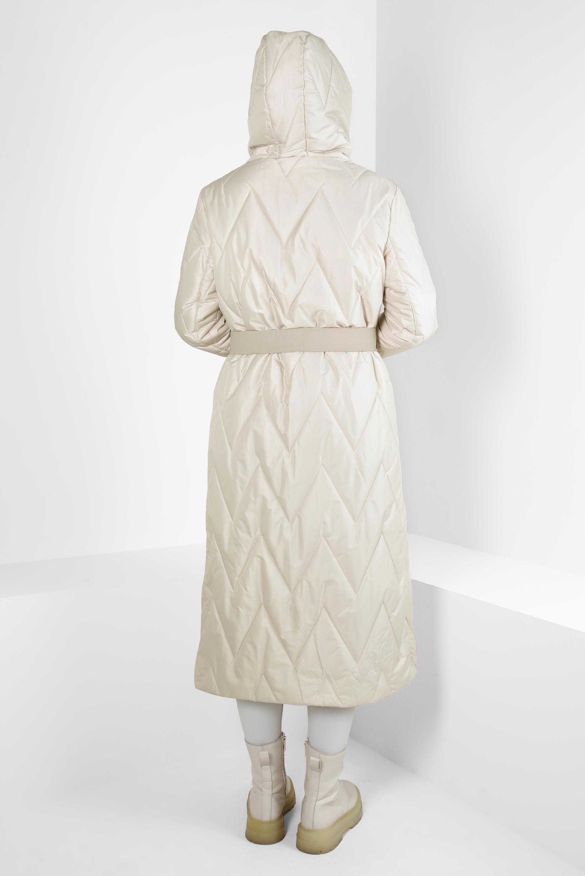 Tesettür giyim BEJ KAPÜŞONLU KUŞAKLI KABAN 90422