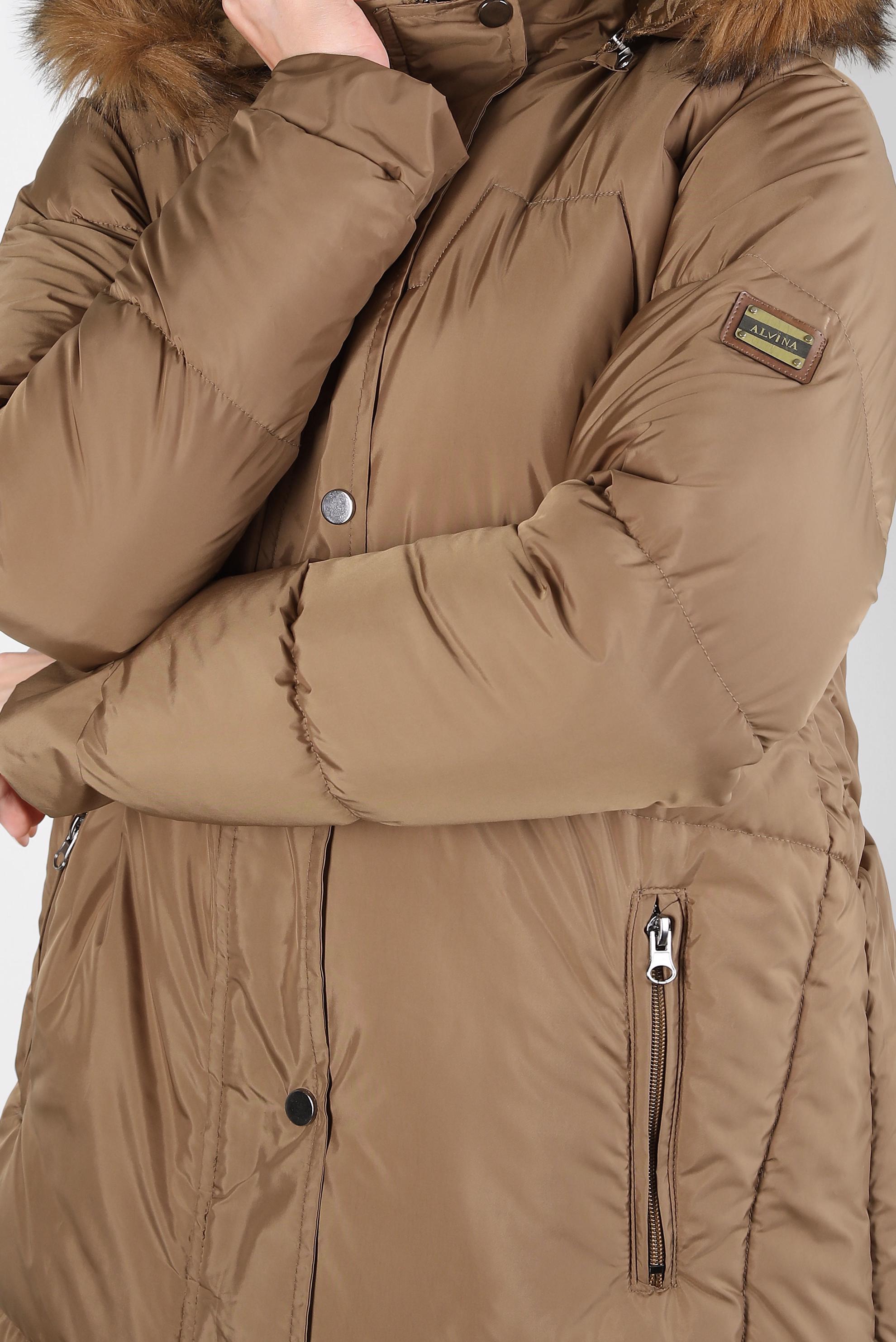 Tesettür giyim TABA KAPÜŞONLU ŞİŞME KABAN 90424