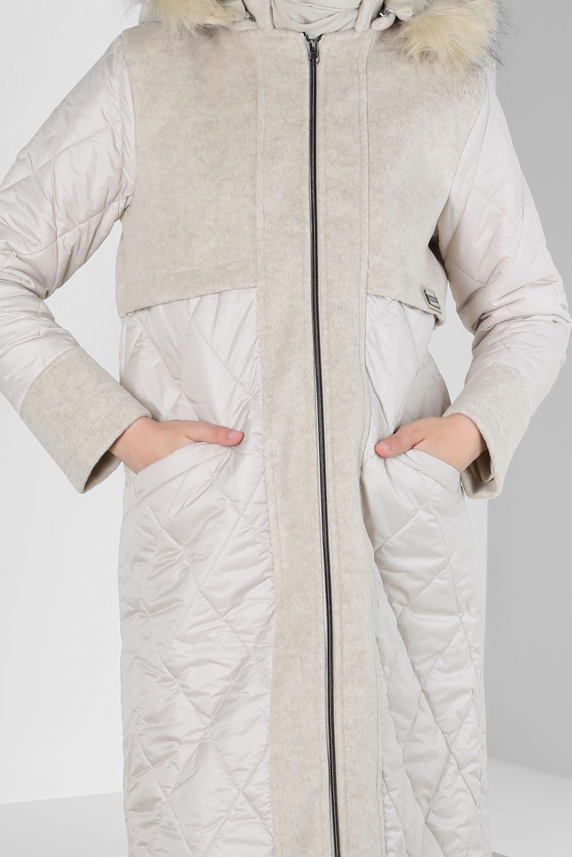 Tesettür giyim BEJ ÇIKARILABİLİR KAPÜŞONLU KABAN 90426