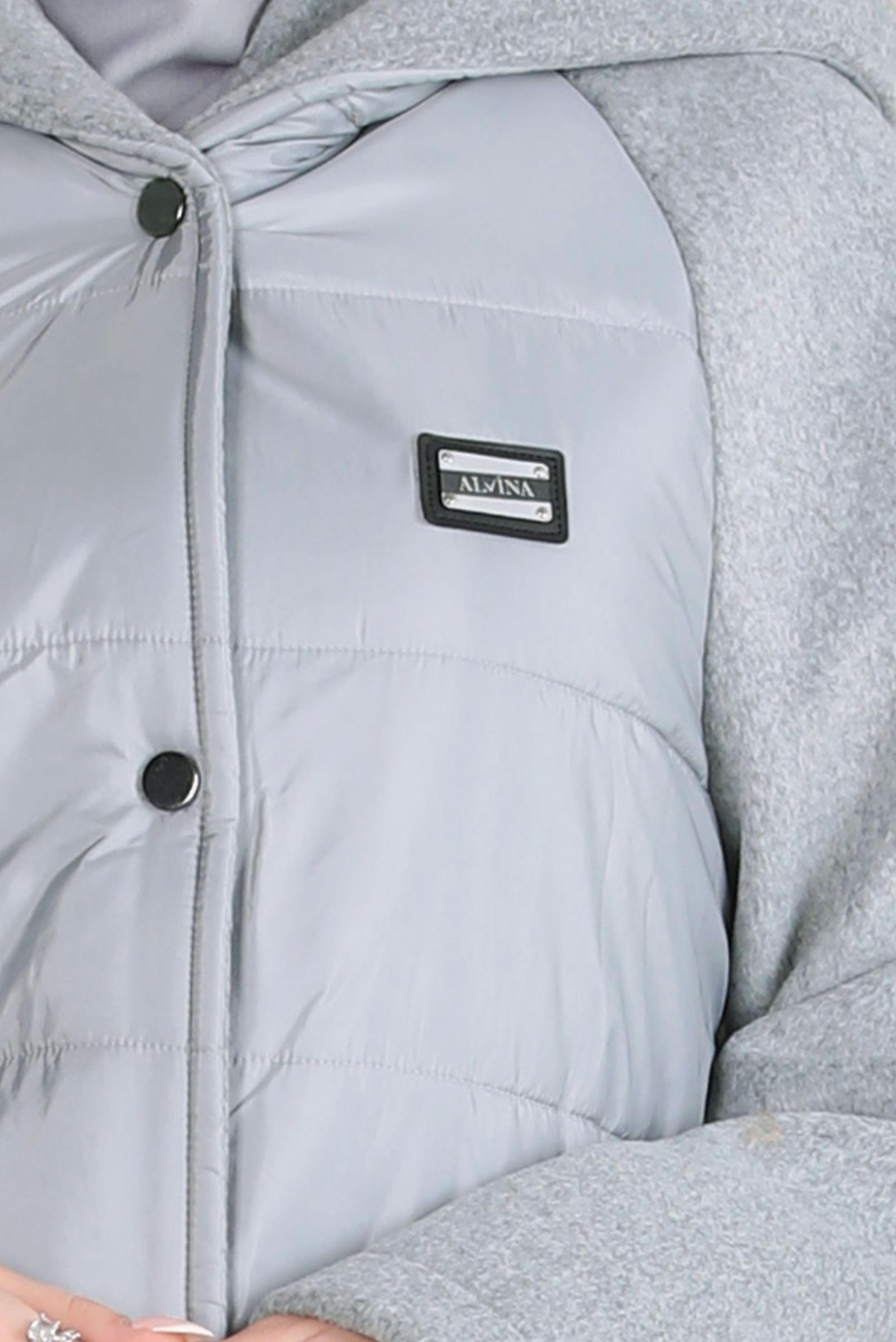 Tesettür giyim GRİ KAPÜŞONLU CEPLİ KABAN 90428